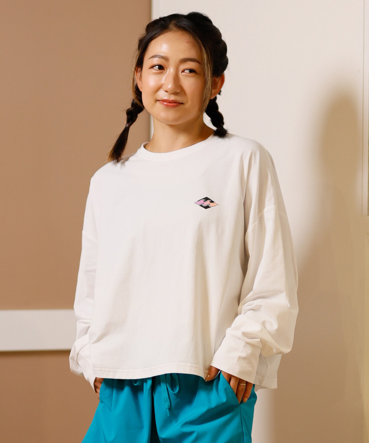 BILLABONG ビラボン 水着 レディース ラッシュガード 長袖 Tシャツ ロンT クロップド丈 ショート丈 水陸両用 UVカット BF013-857(WHT-M)