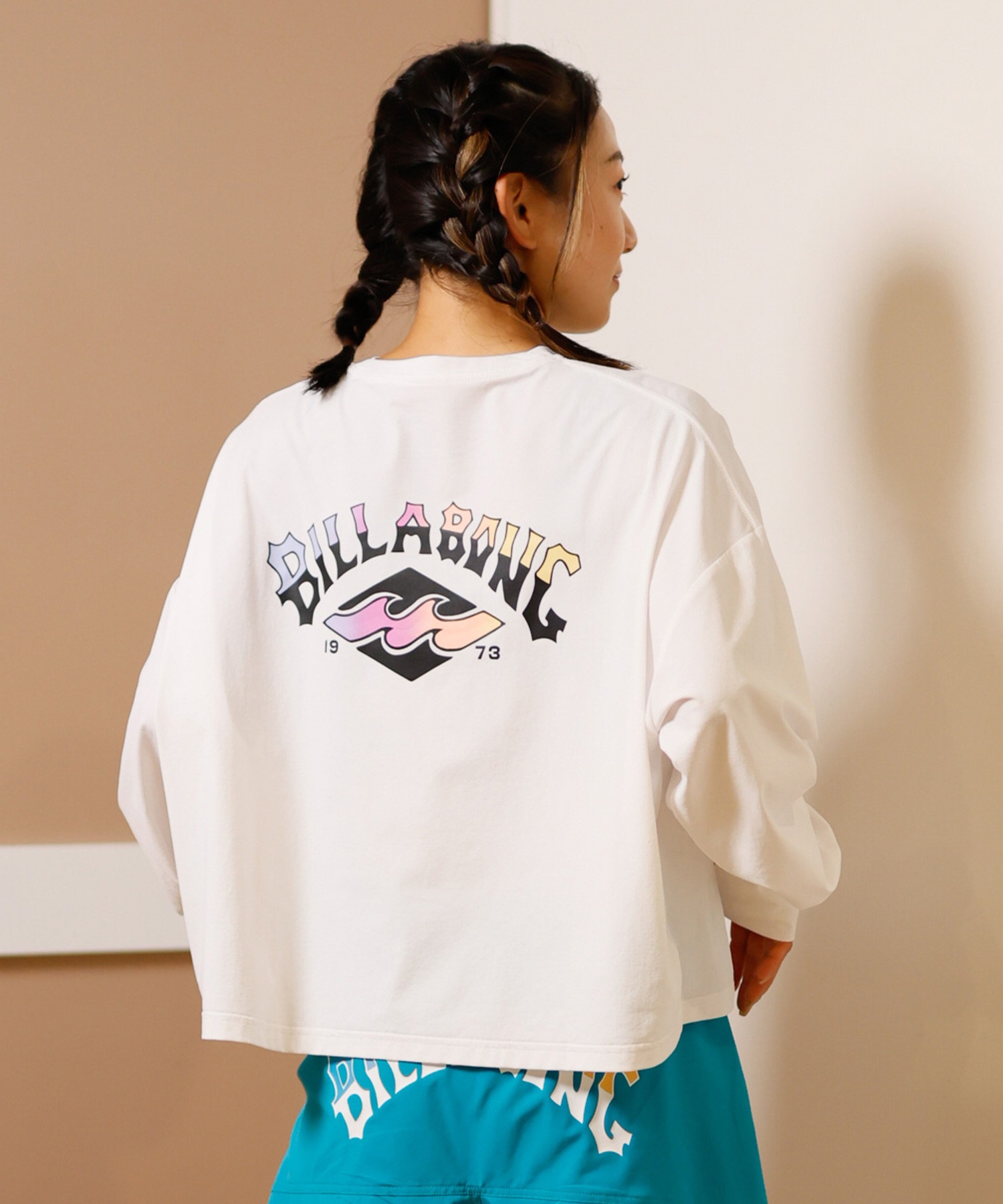 BILLABONG ビラボン 水着 レディース ラッシュガード 長袖 Tシャツ ロンT クロップド丈 ショート丈 水陸両用 UVカット BF013-857(WHT-M)