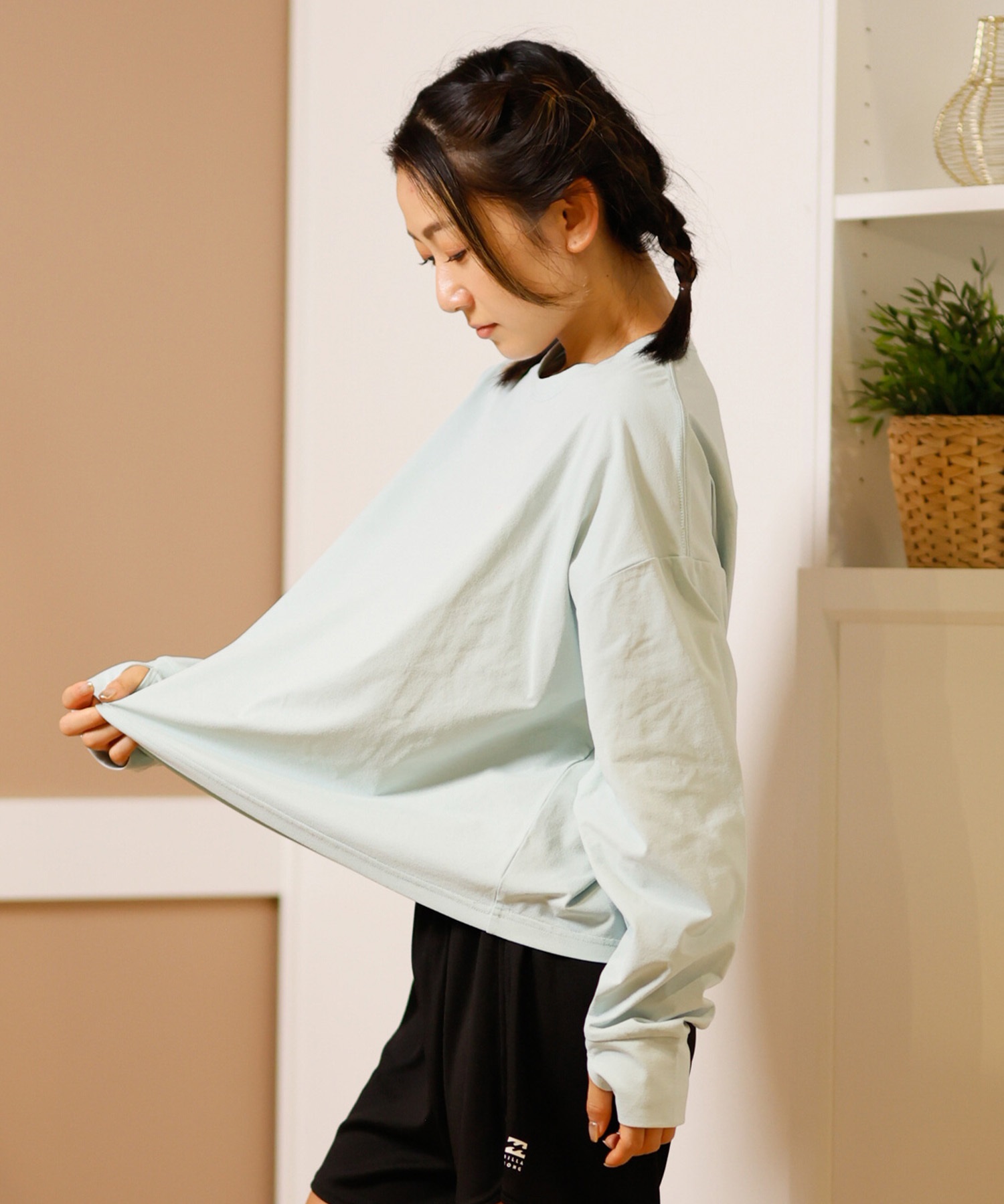 BILLABONG ビラボン 水着 レディース ラッシュガード 長袖 Tシャツ ロンT クロップド丈 ショート丈 水陸両用 UVカット BF013-857(WHT-M)