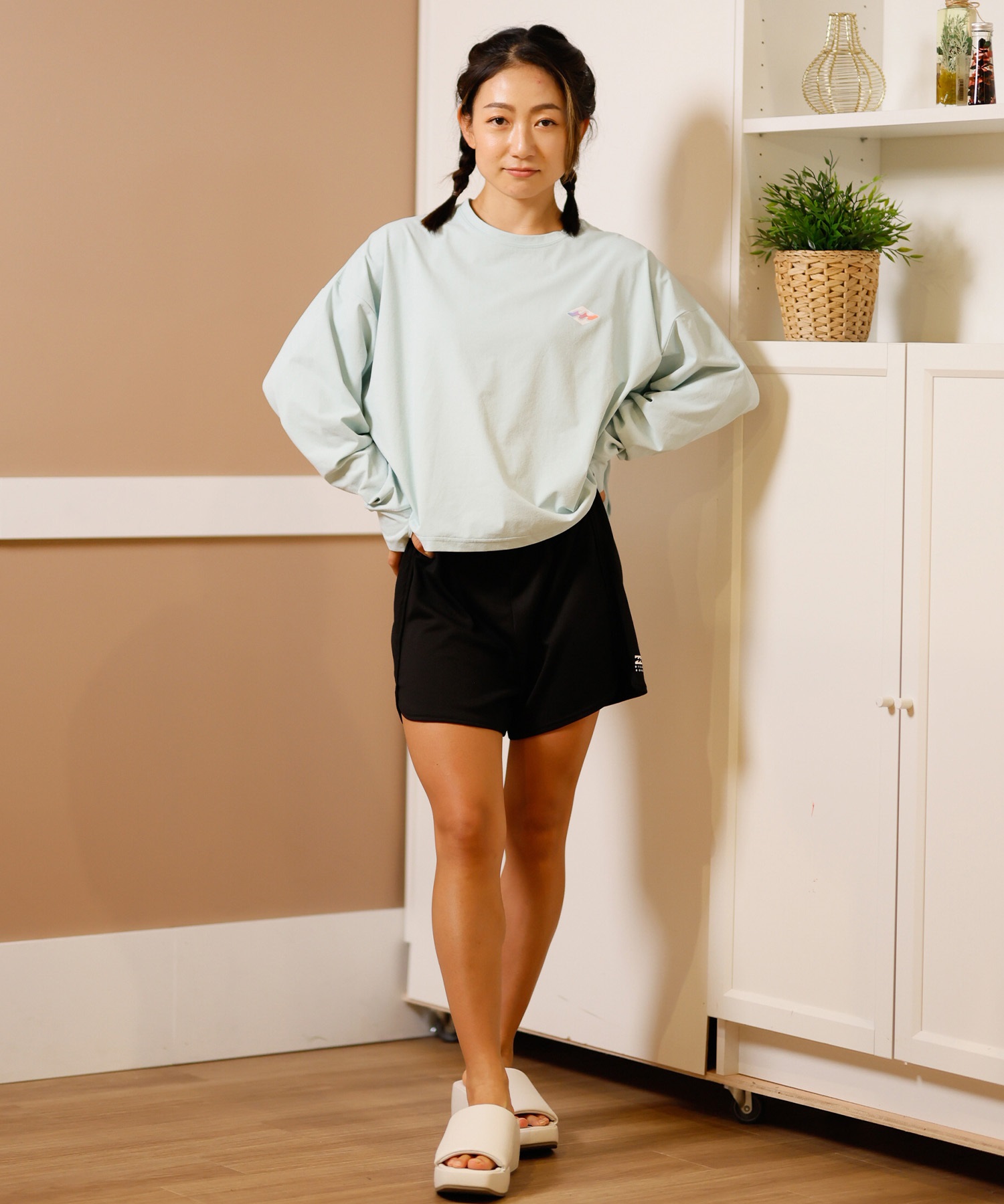 BILLABONG ビラボン 水着 レディース ラッシュガード 長袖 Tシャツ ロンT クロップド丈 ショート丈 水陸両用 UVカット BF013-857(WHT-M)