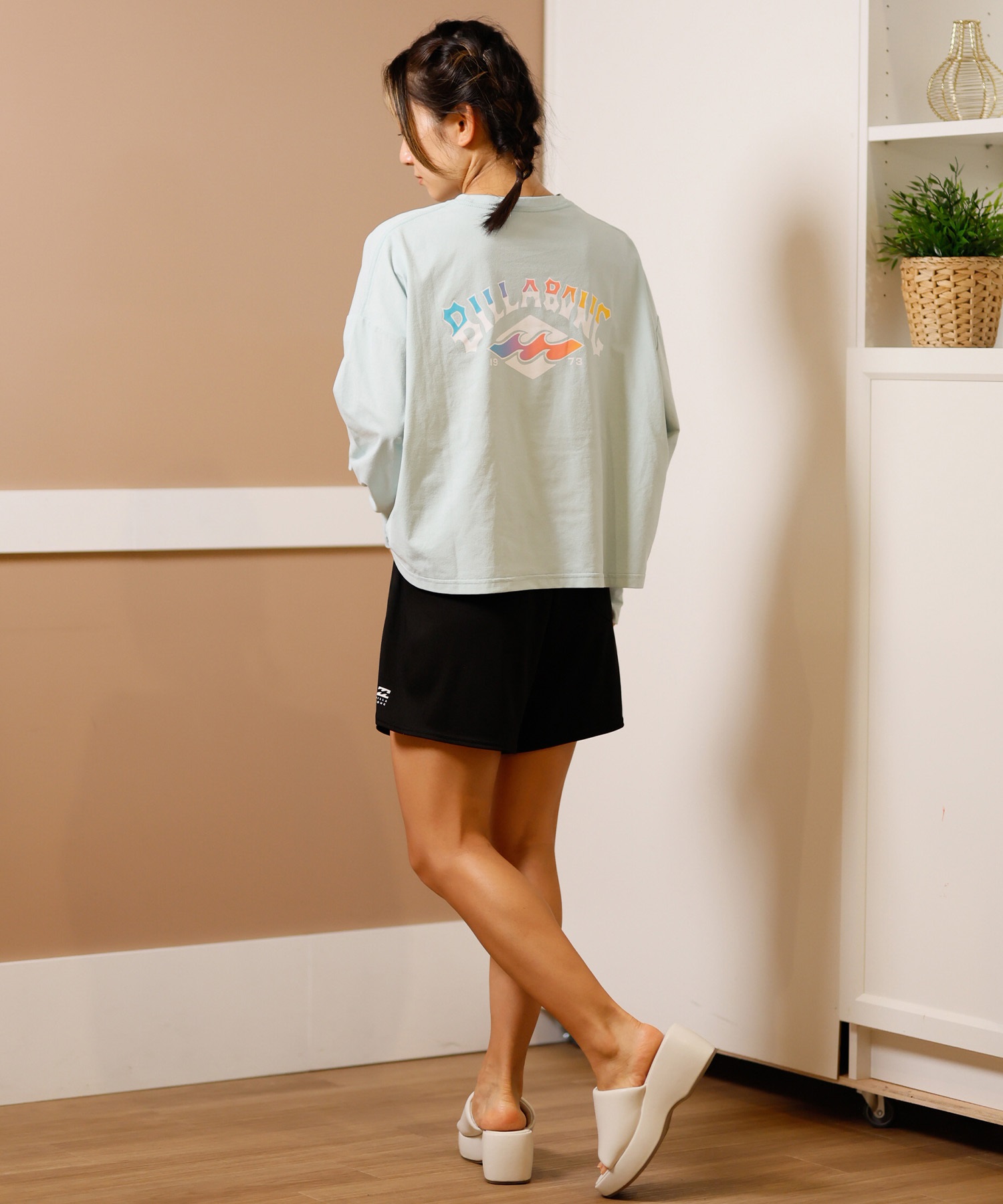 BILLABONG ビラボン 水着 レディース ラッシュガード 長袖 Tシャツ ロンT クロップド丈 ショート丈 水陸両用 UVカット BF013-857(WHT-M)