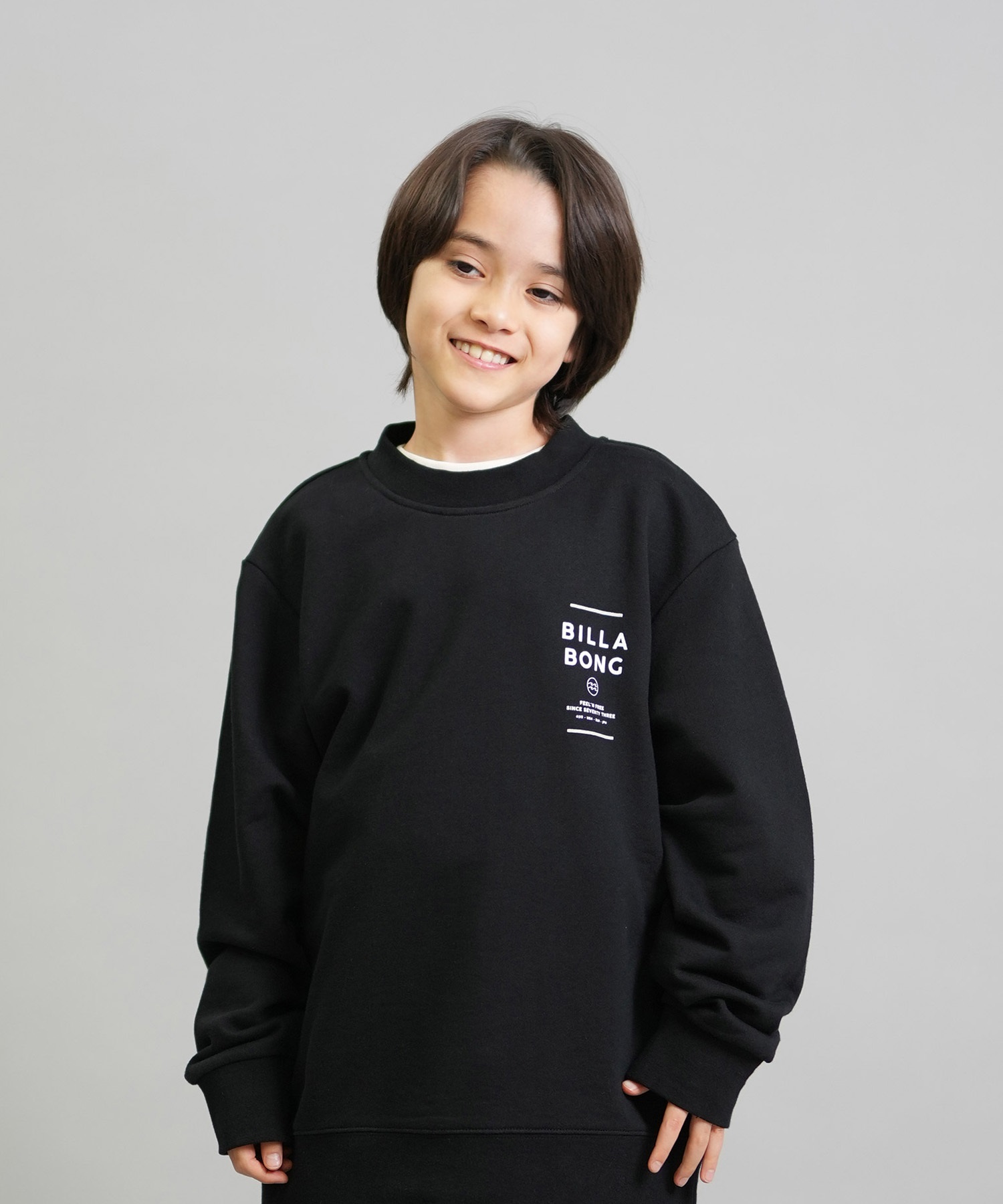 BILLABONG ビラボン トレーナー スウェット キッズ ジュニア 子供 クルーネック ロゴ バックプリント 裏毛 親子コーデ BF016-001(GRN-140cm)