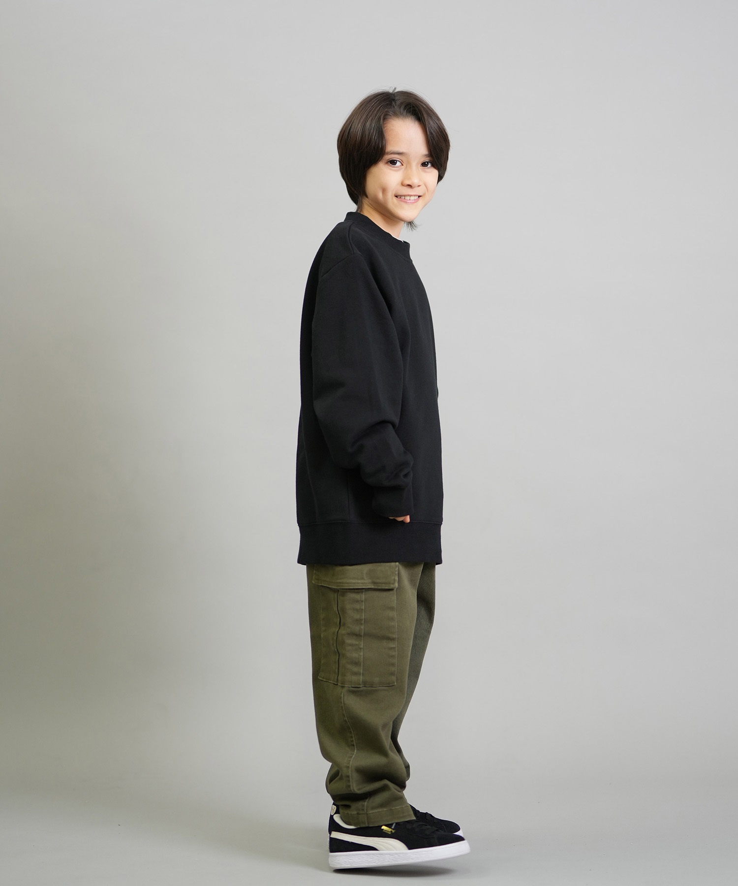 BILLABONG ビラボン トレーナー スウェット キッズ ジュニア 子供 クルーネック ロゴ バックプリント 裏毛 親子コーデ BF016-001(GRN-140cm)