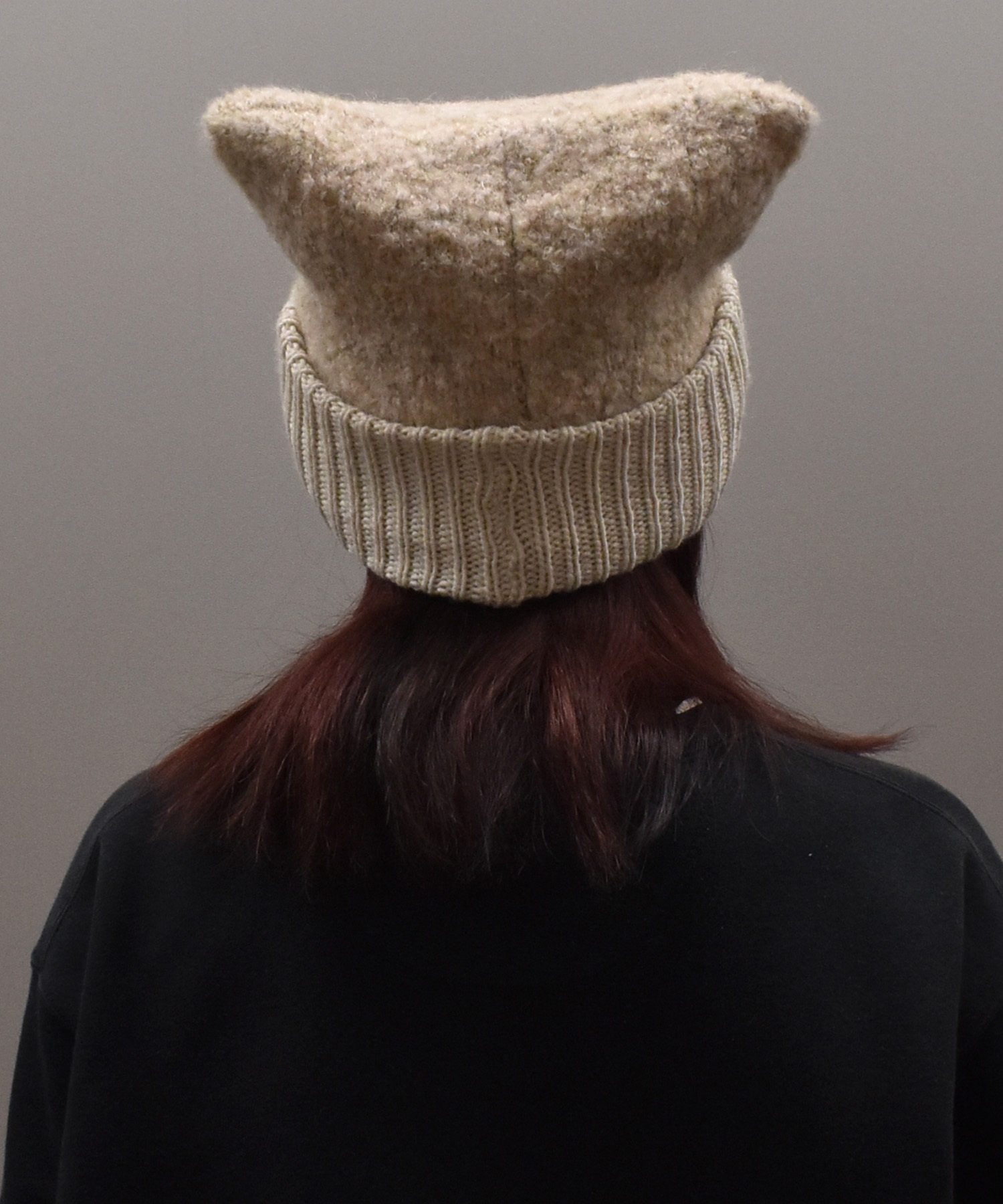 andwang/Fluffy cat knit hat/ニット帽 A.M.S. ニット帽 ニットキャップ キャットイヤー ニット ワッチ