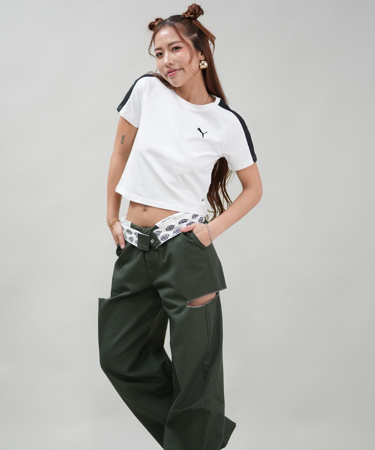 ami - AMI × PUMA クロップド　半袖カットソー Amazon.com: PUMA Womens Logo Crew Neck Short Sleeve X Ami