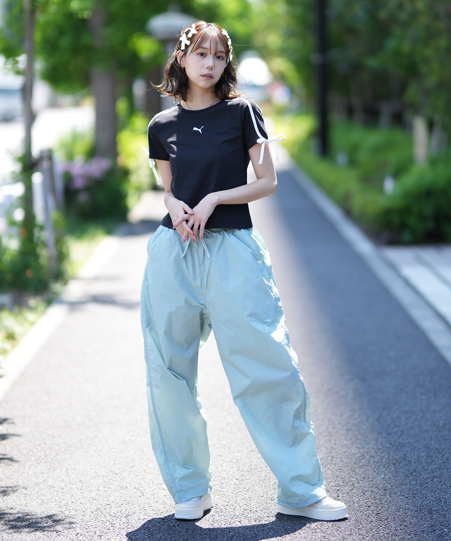 PUMA プーマ 半袖 Tシャツ レディース クロップド丈 ショート丈