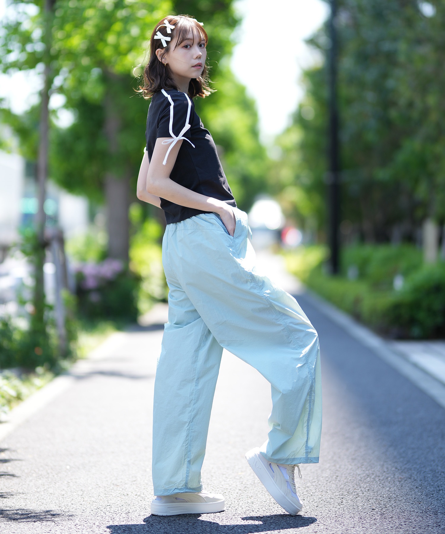 PUMA プーマ 半袖 Tシャツ レディース クロップド丈 ショート丈 シンプル ロゴ T7 MODERN SLIM SHORT T 633345(01-M)