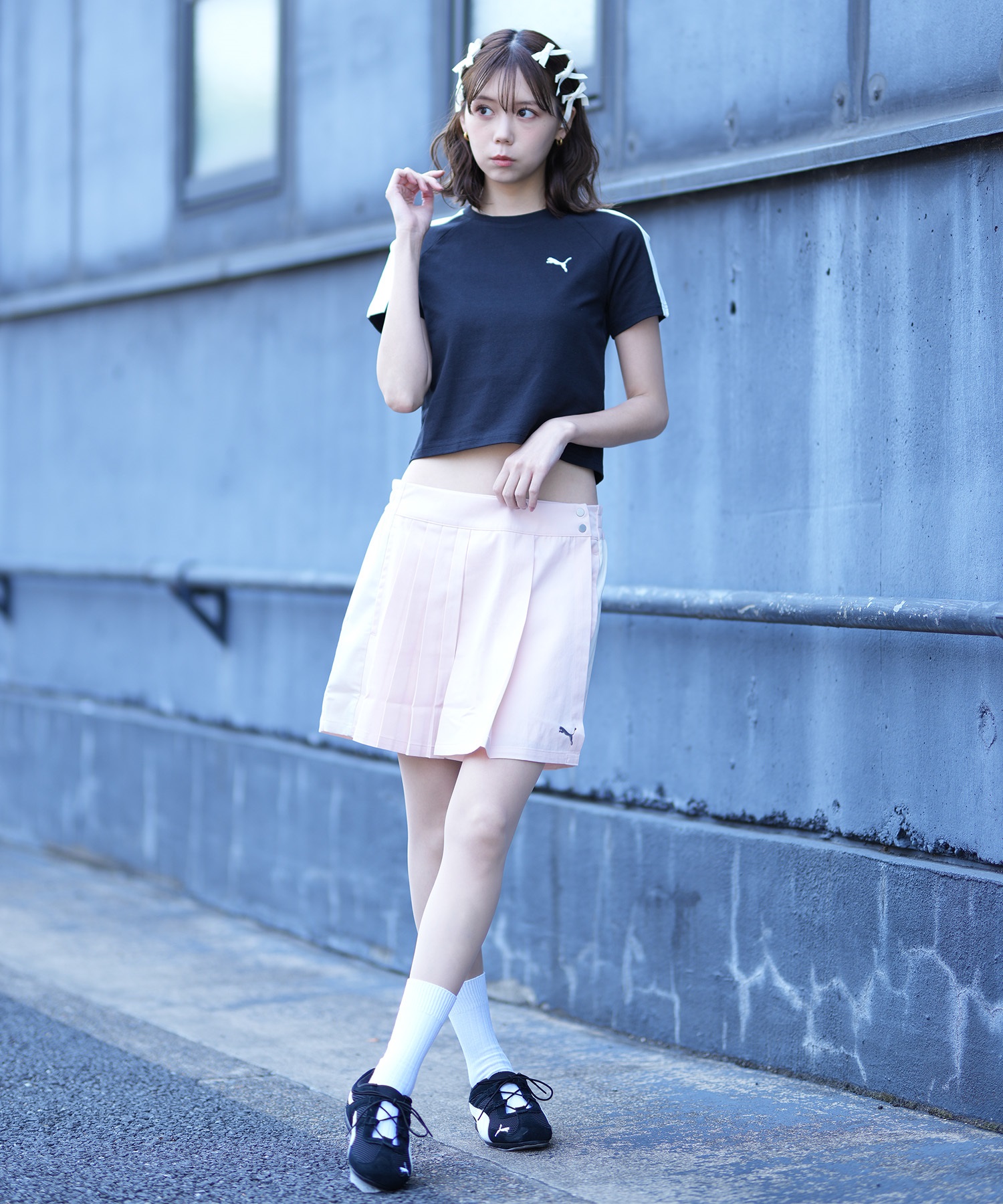 PUMA プーマ ハーフパンツ ショートパンツ レディース スカート付 シンプル ロゴ 633252(19-M)