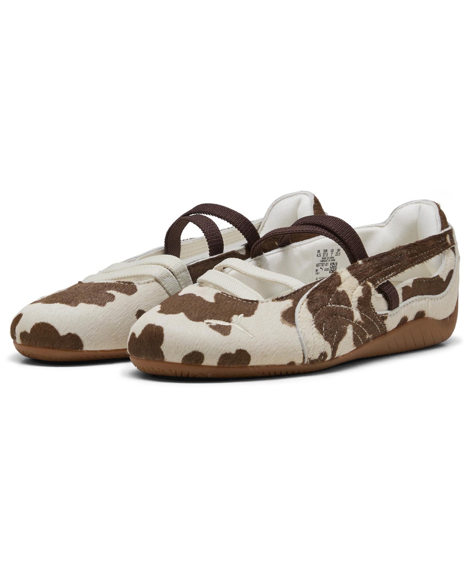 PUMA プーマ スニーカー レディース メリージェーン アニマル カウ柄 SPEEDCAT BALLET COW WNS 407787 01(01-23.0cm)