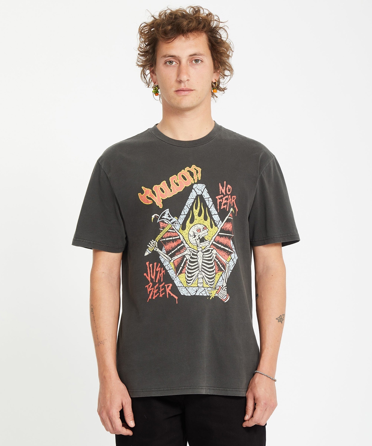 VOLCOM ボルコム 半袖 Tシャツ メンズ フロントプリント A5212552(BLK-M)