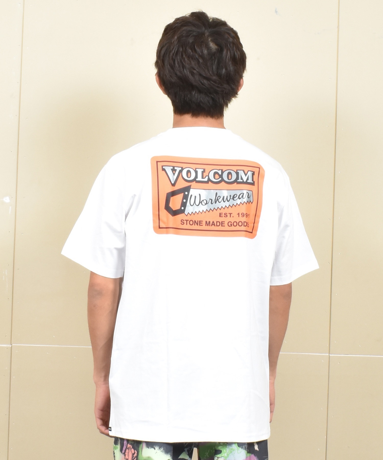 VOLCOM ボルコム 半袖 Tシャツ メンズ バックプリント オーバーサイズ A5202501 ムラサキスポーツ限定(WHT-M)