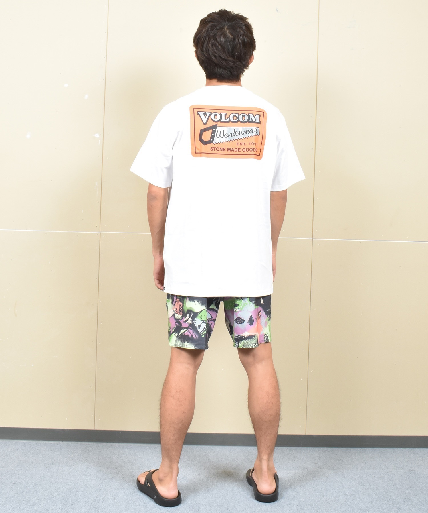 VOLCOM ボルコム 半袖 Tシャツ メンズ バックプリント オーバーサイズ A5202501 ムラサキスポーツ限定(WHT-M)
