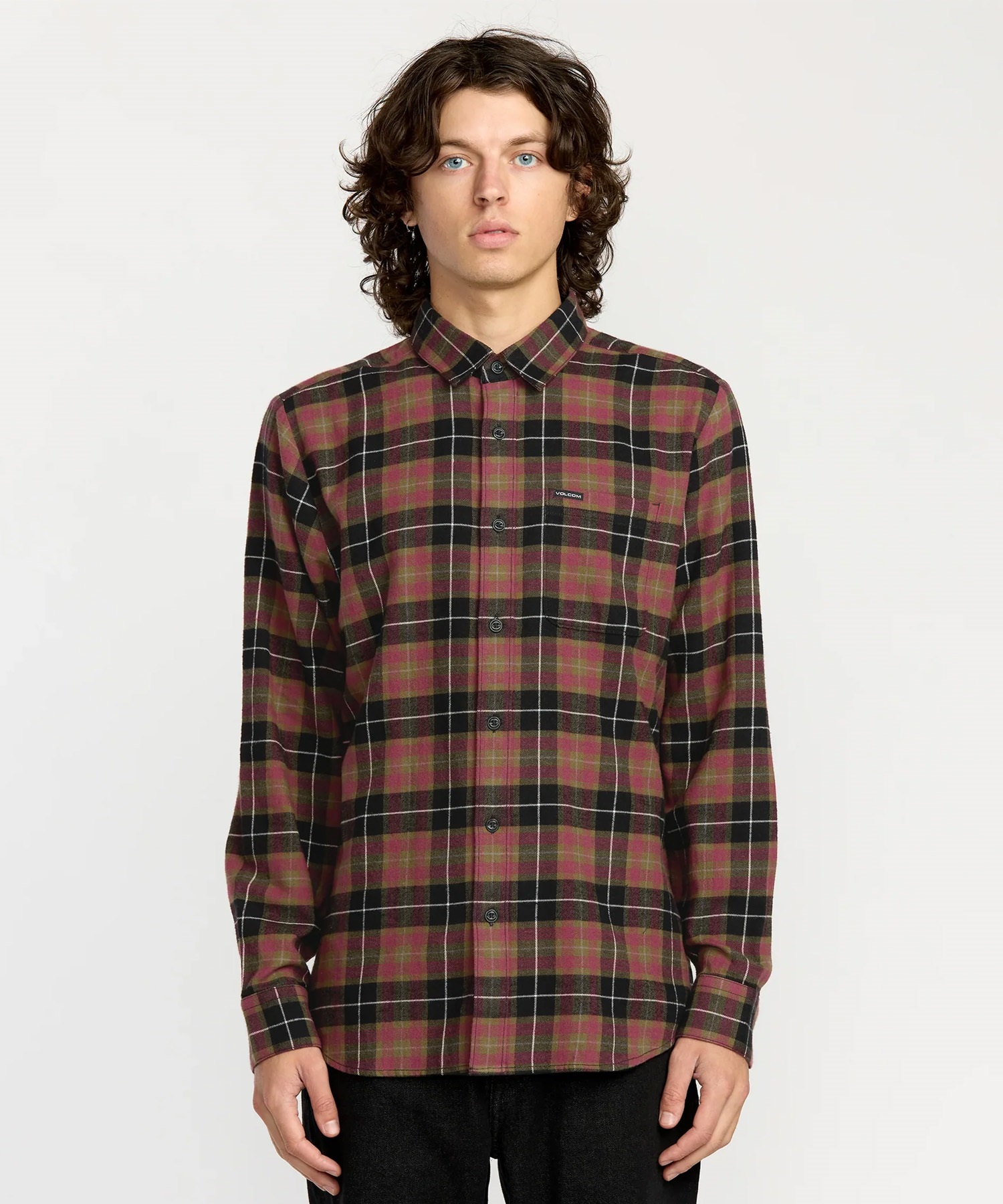 VOLCOM ボルコム 長袖 シャツ メンズ チェックシャツ ロングスリーブシャツ CADEN PLAID LS A0532506(LRD-S)