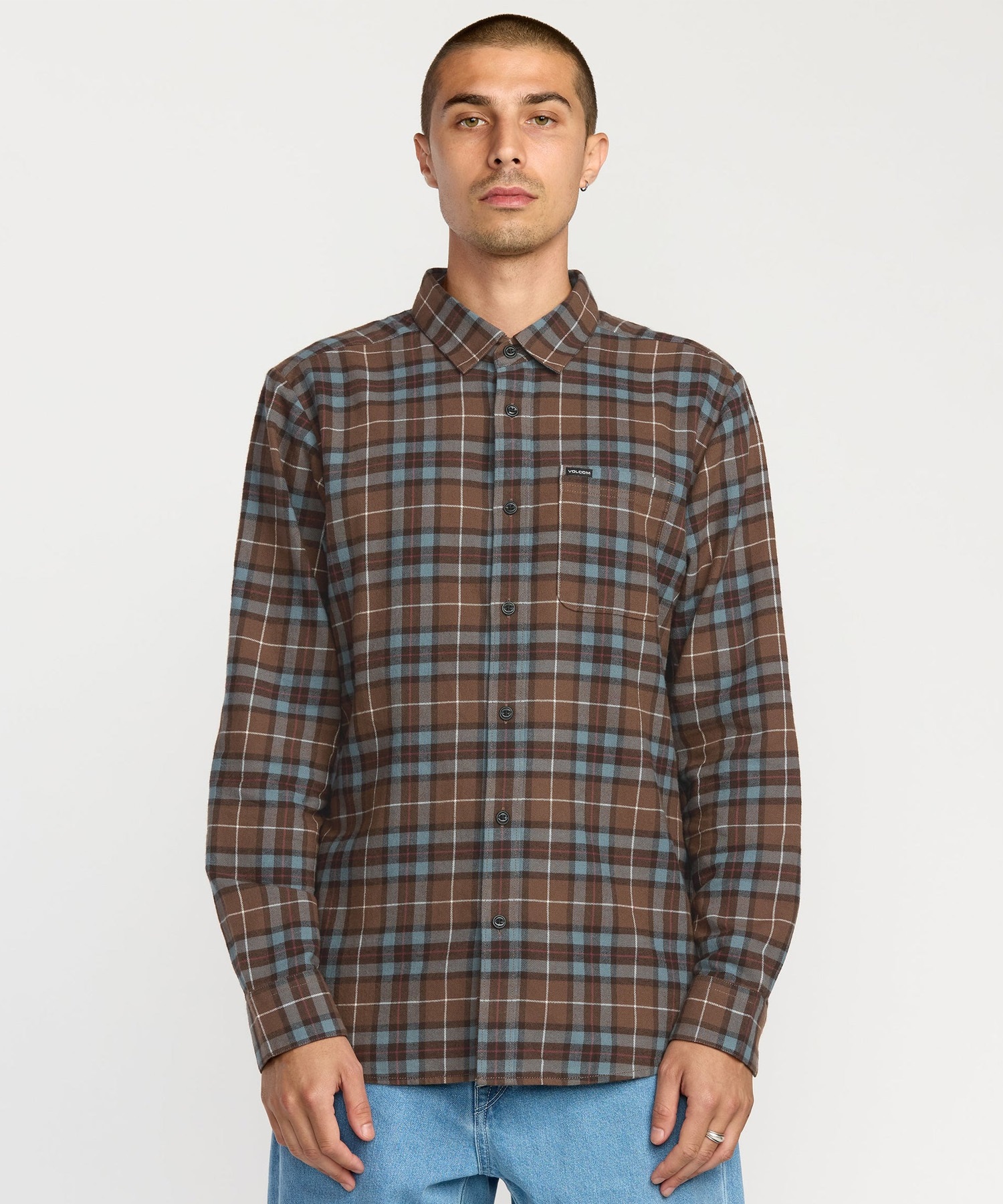 VOLCOM ボルコム 長袖 シャツ メンズ チェックシャツ ロングスリーブシャツ CADEN PLAID LS A0532506(LRD-S)
