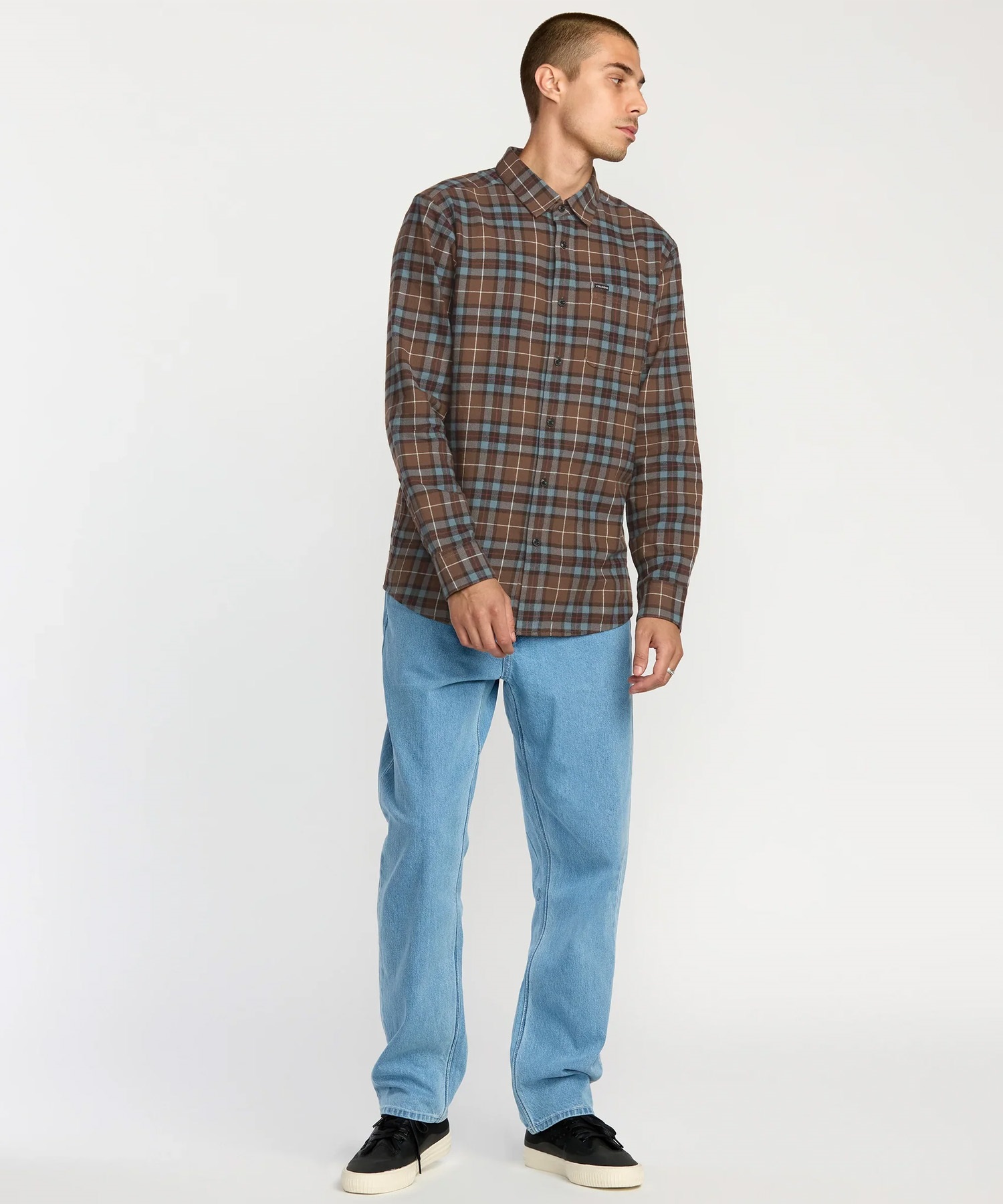 VOLCOM ボルコム 長袖 シャツ メンズ チェックシャツ ロングスリーブシャツ CADEN PLAID LS A0532506(LRD-S)
