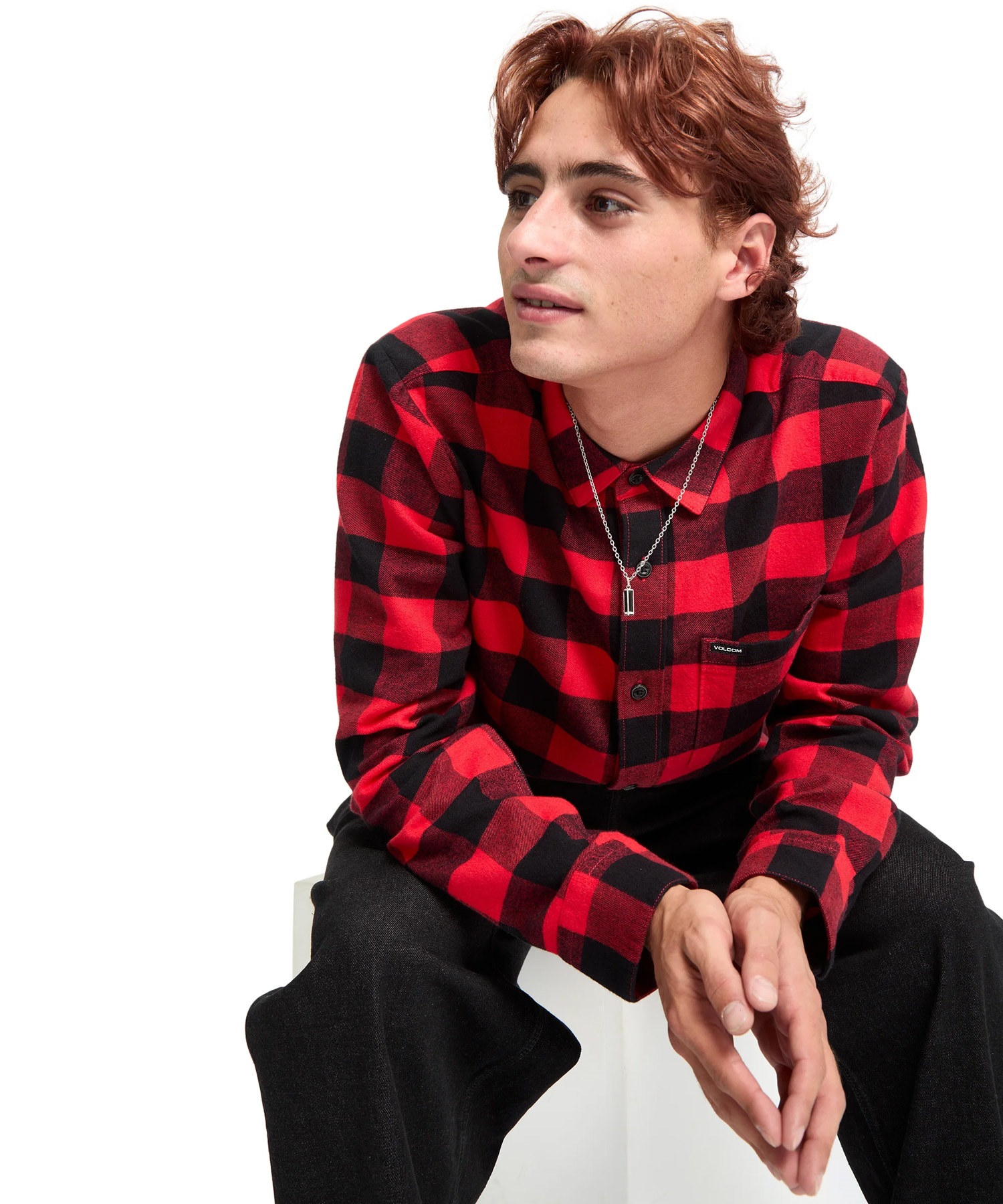 VOLCOM ボルコム 長袖 シャツ メンズ チェックシャツ ロングスリーブシャツ CADEN PLAID LS A0532506(LRD-S)