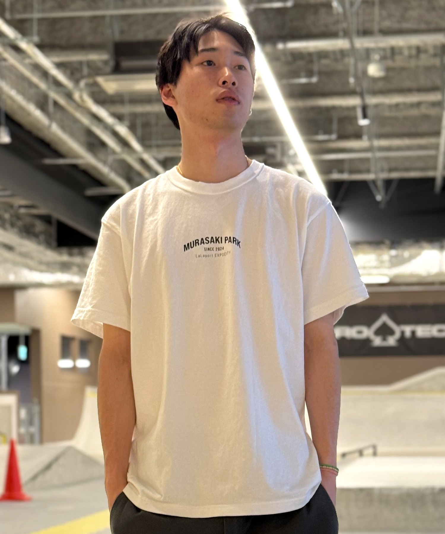 ららぽーとEXPOCITY店1周年記念限定 半袖 Tシャツ バックプリント メンズ レディース ユニセックス EXPO01M ムラサキスポーツ限定(WHT-M)