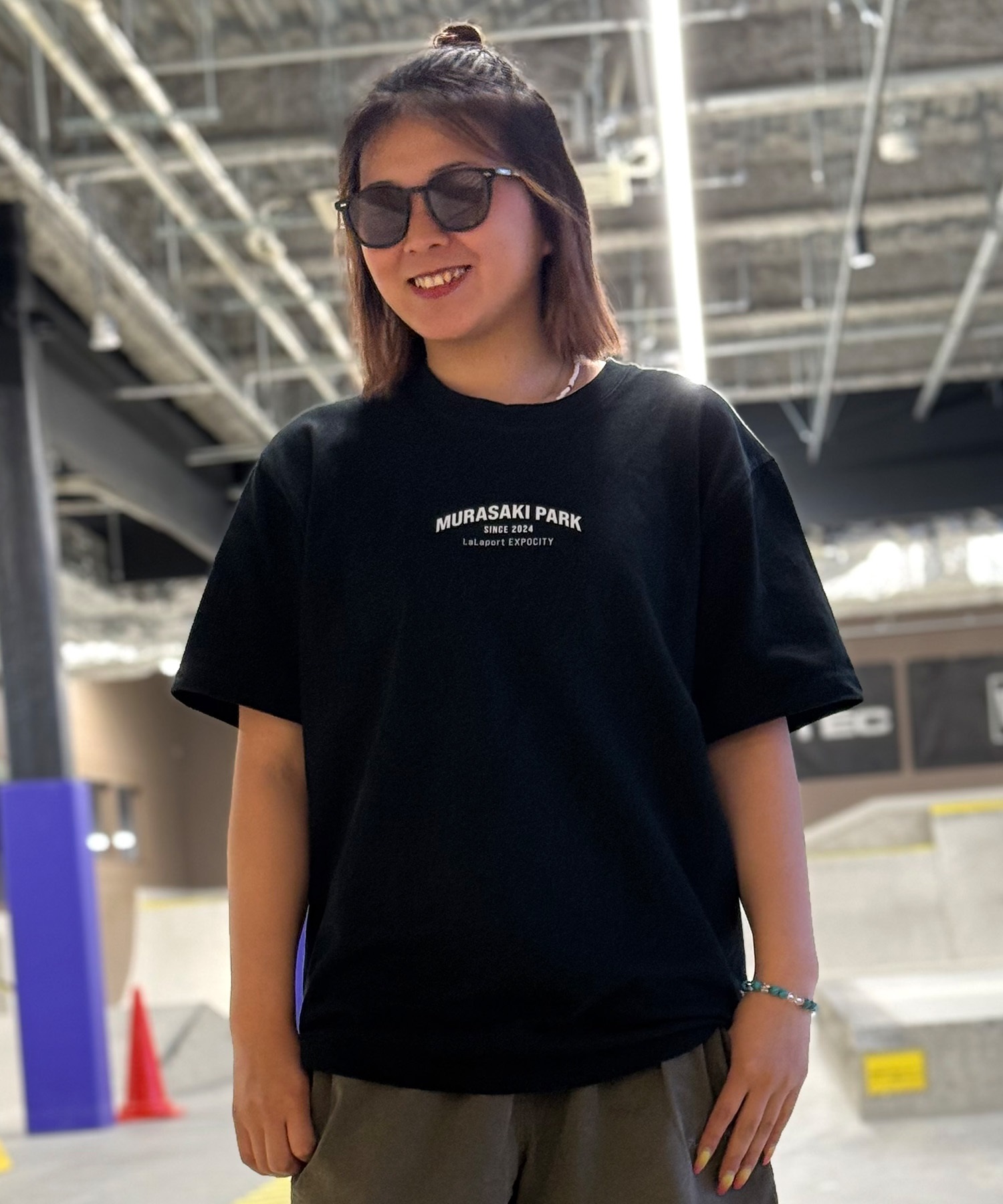 ららぽーとEXPOCITY店1周年記念限定 半袖 Tシャツ バックプリント メンズ レディース ユニセックス EXPO01M ムラサキスポーツ限定(WHT-M)