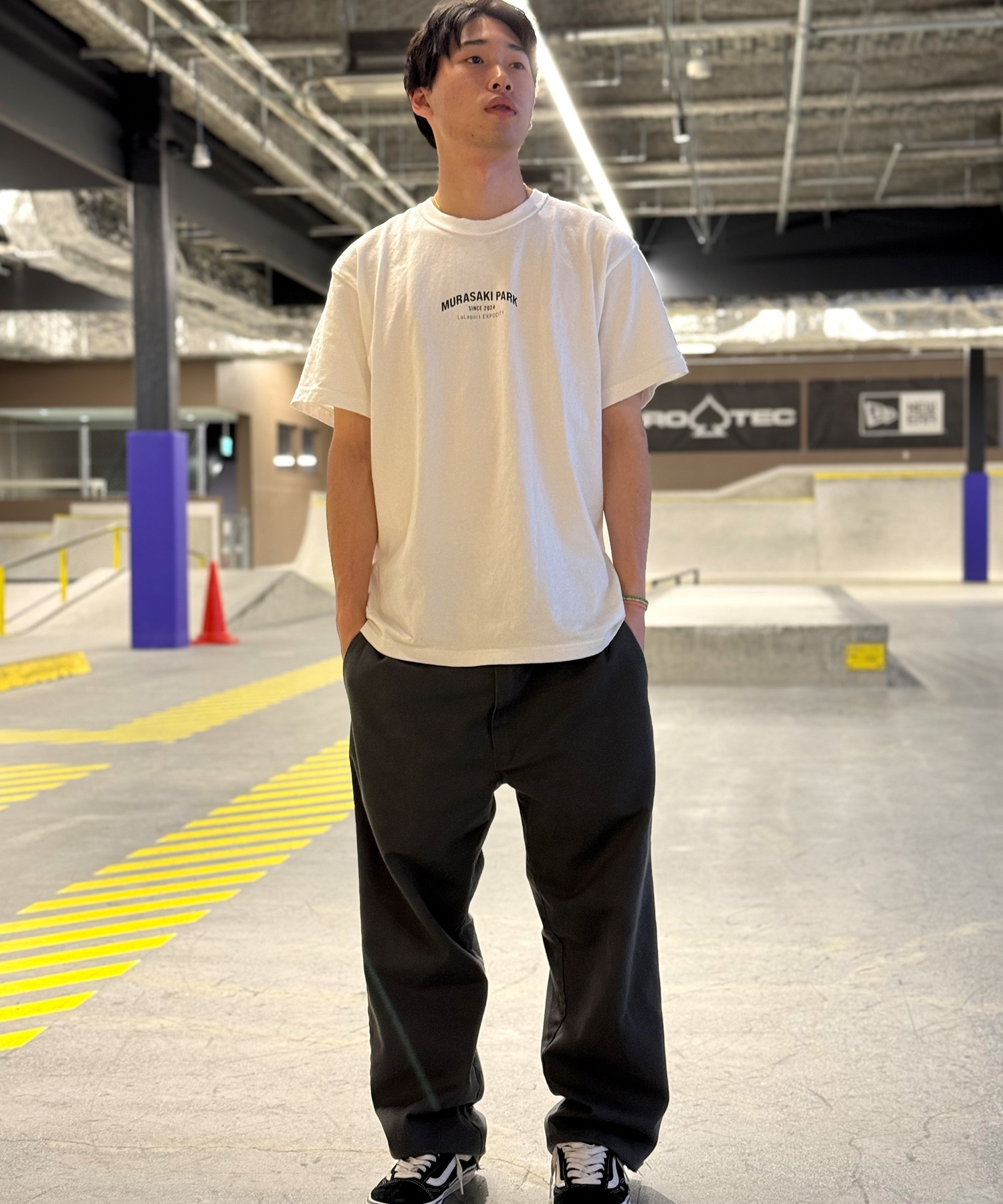 ららぽーとEXPOCITY店1周年記念限定 半袖 Tシャツ バックプリント メンズ レディース ユニセックス EXPO01M ムラサキスポーツ限定(WHT-M)