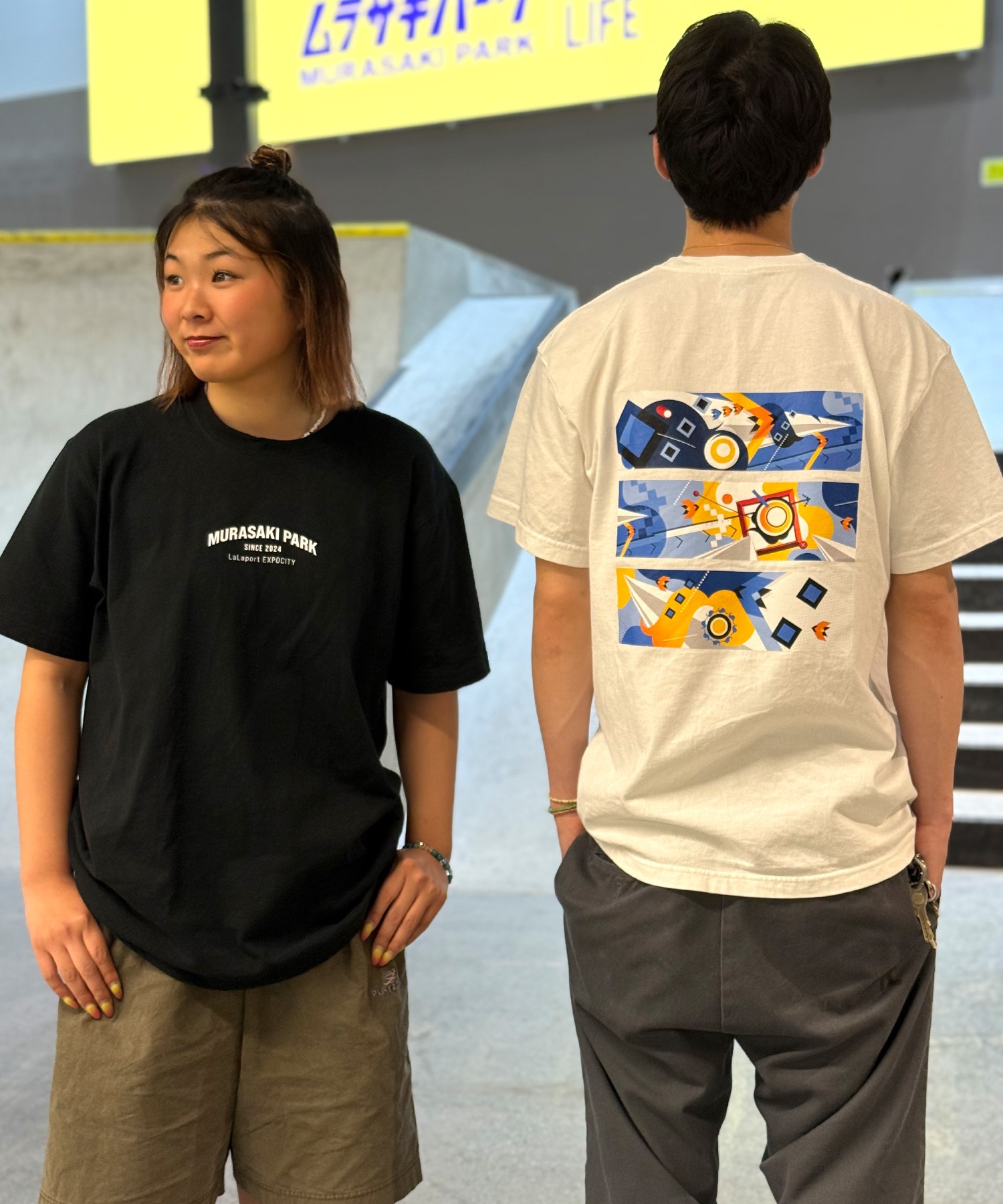 ららぽーとEXPOCITY店1周年記念限定 半袖 Tシャツ バックプリント メンズ レディース ユニセックス EXPO01M ムラサキスポーツ限定(WHT-M)