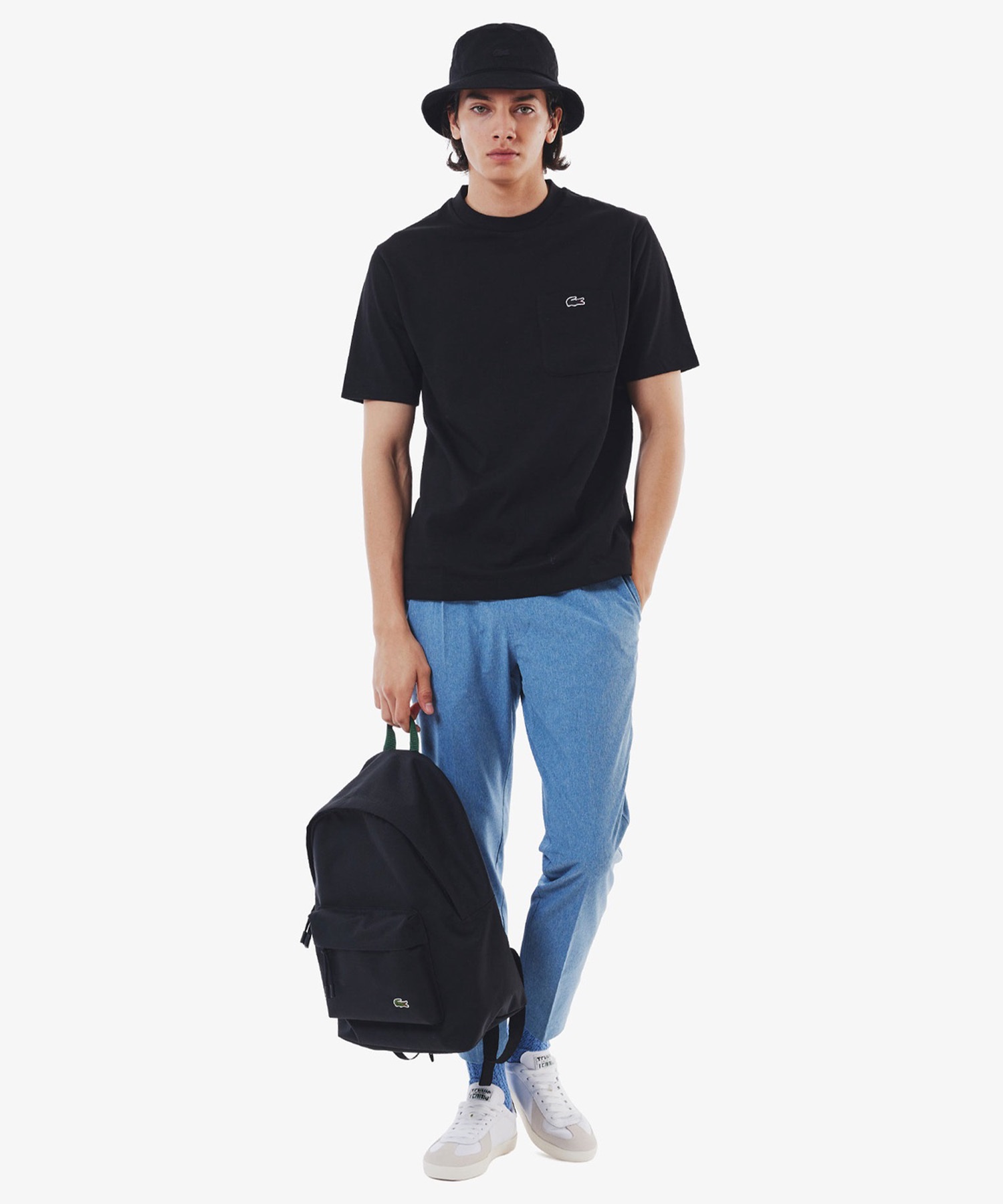 [LACOSTE] スポーツテイスト 半袖Tシャツ LACOSTE tシャツ アウトラインクロックポケット半袖Tシャツ