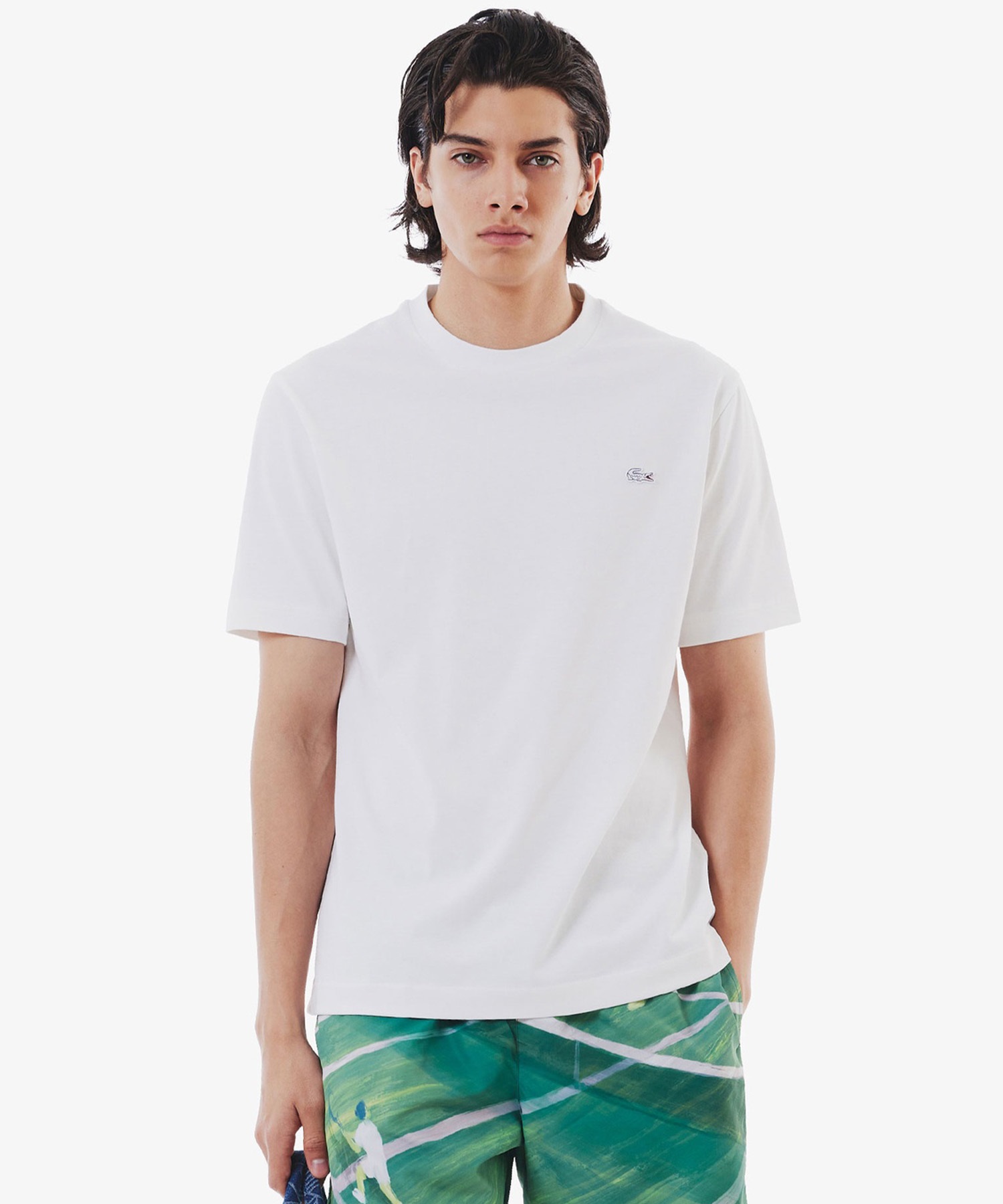 LACOSTE ラコステ 半袖 Tシャツ メンズ アウトライン クロック クルー