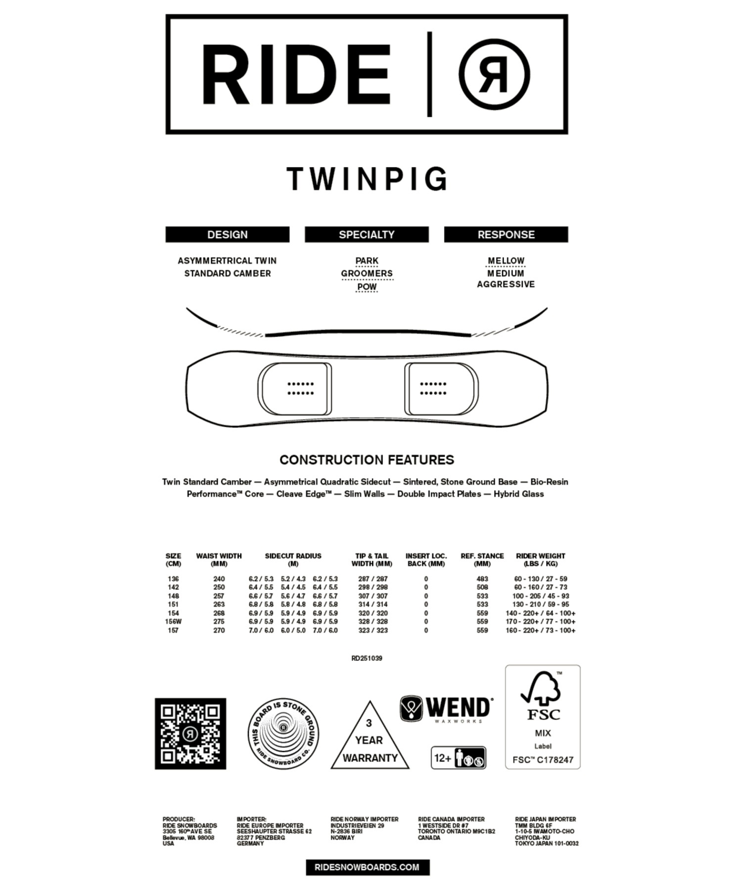 早期購入】 RIDE ライド スノーボード 板 ユニセックス TWINPIG 早期購入】 RIDE ライド スノーボード 板 ユニセックス TWINPIG