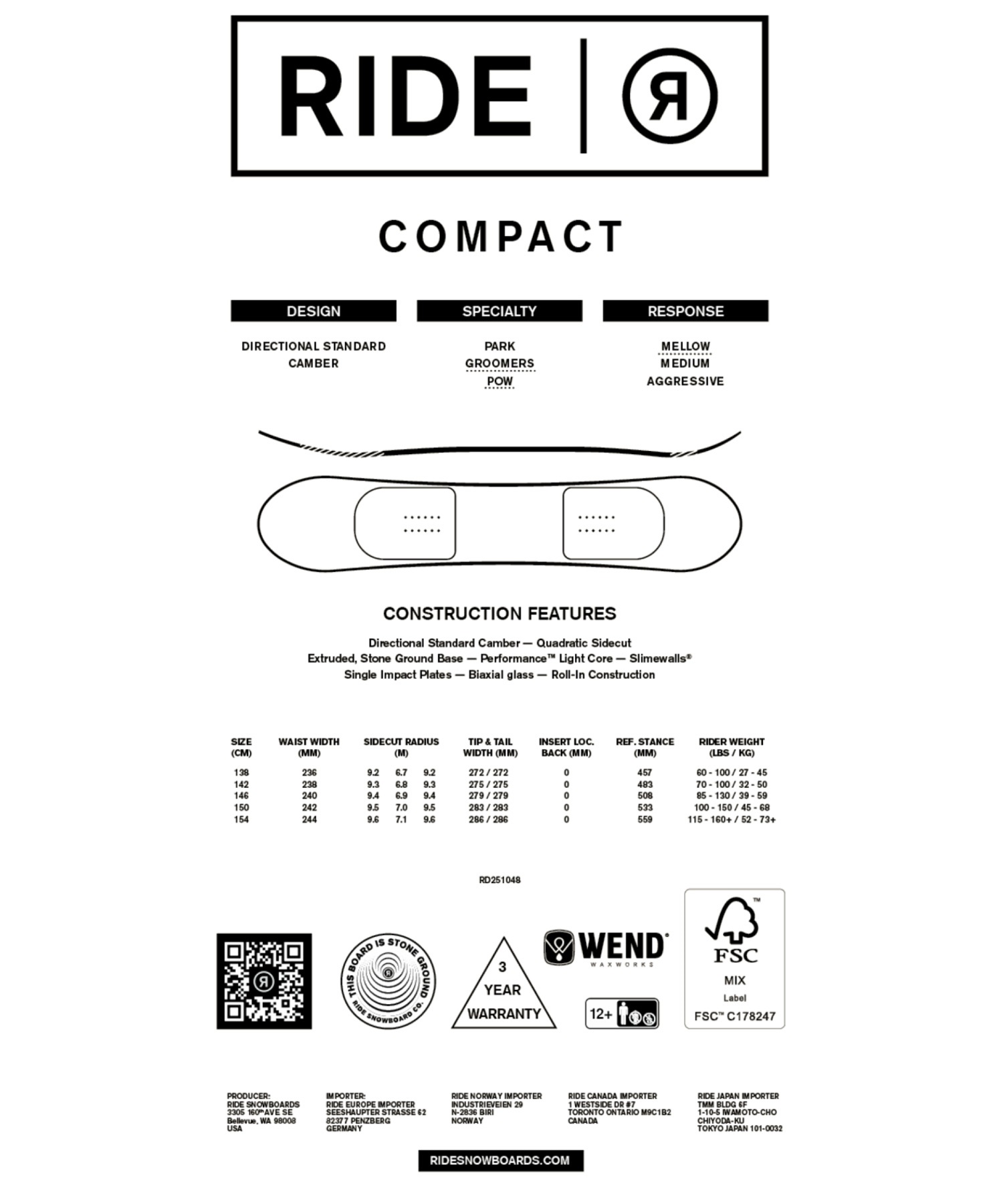 RIDE ライド コンパクト スノーボード 板 レディース 25-26 MM B21