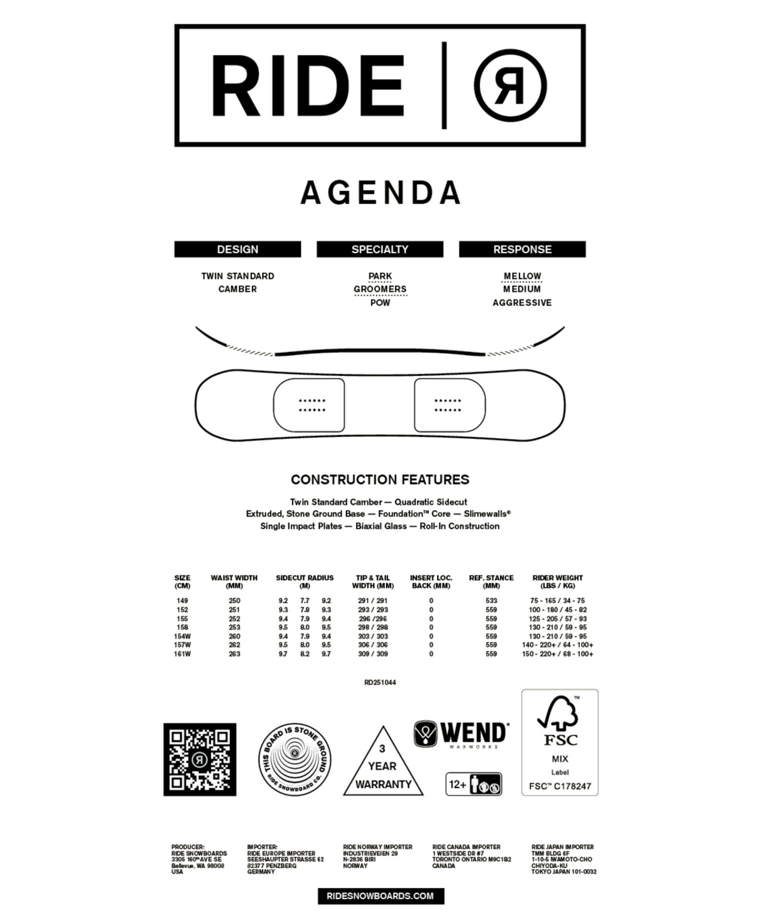 RIDE AGENDA 152+K2ビン Mサイズ メンズ スノーボード セット 楽天市場】25-26 RIDE/ライド AGENDA アゼンダ メンズ