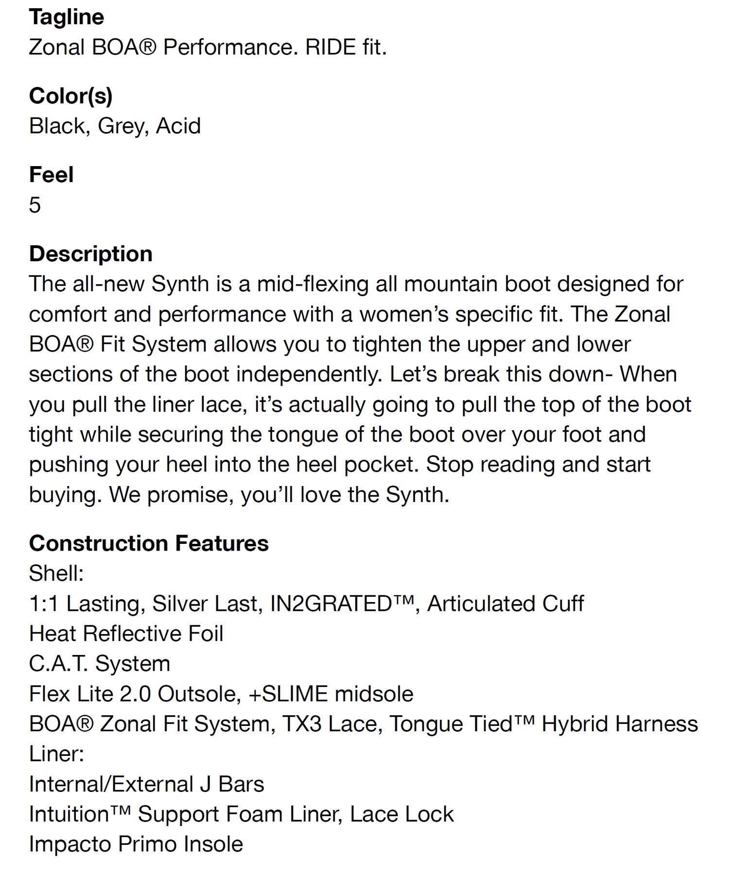 【25-26】RIDE ライド レディース SYNTH BLACK RIDE ライド スノーボード ブーツ レディース SYNTH BLACK ムラサキ