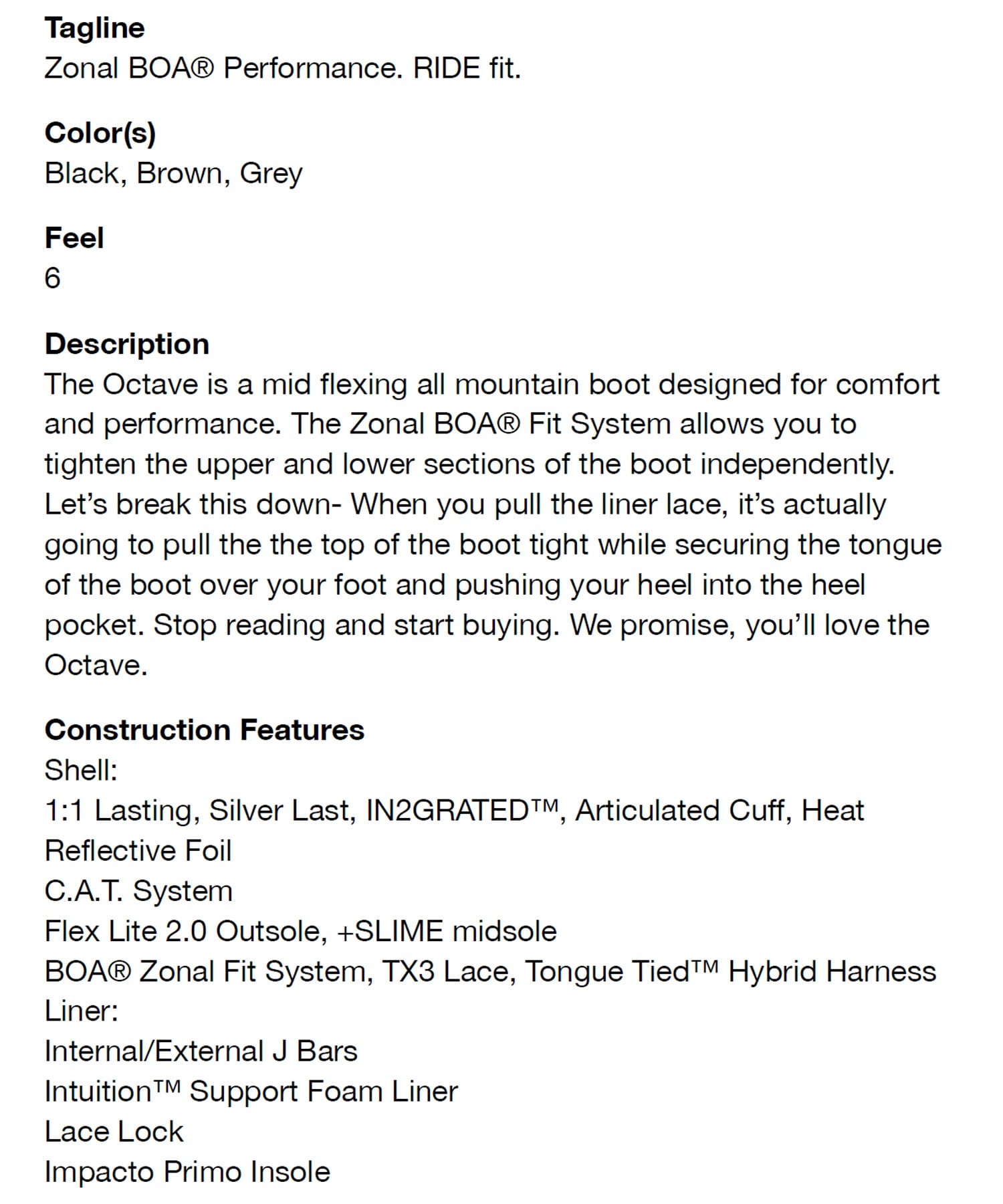 RIDE ライド OCTAVE BROWN スノーボード ブーツ メンズ ムラサキ