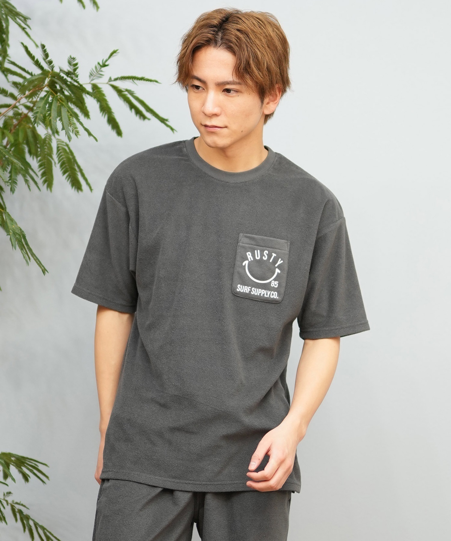 邦楽 r RUSTY ラスティ 半袖 Tシャツ メンズ ポケT パイル生地