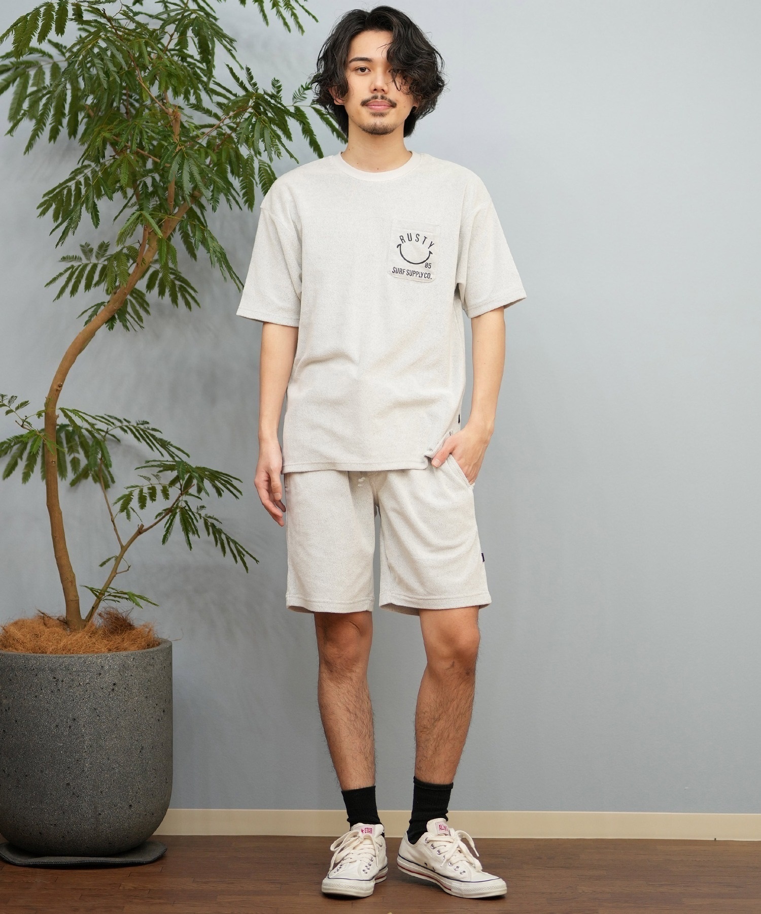 RUSTY ラスティ ハーフパンツ ショートパンツ メンズ ショーツ パイル