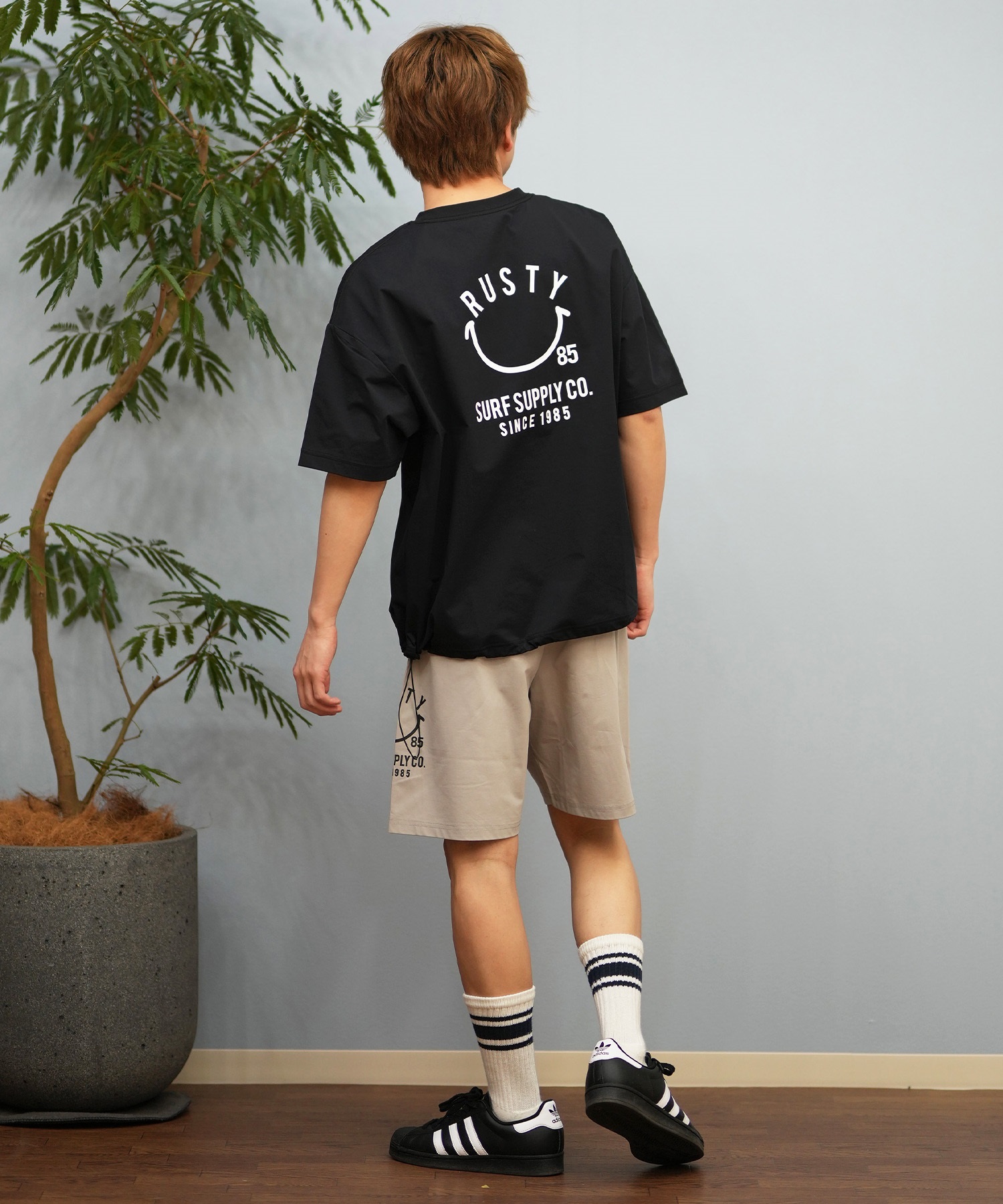 RUSTY ラスティ 水着 ラッシュガード 半袖 Tシャツ メンズ バック