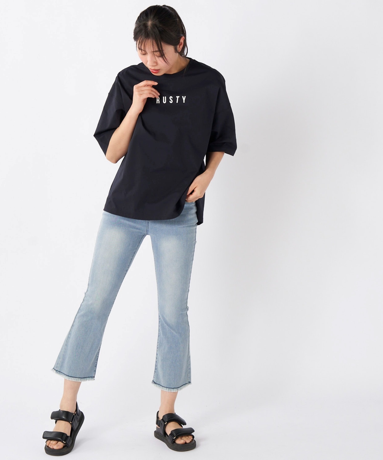 RUSTY ラスティ 水着 レディース ラッシュガード 半袖 Tシャツ バック