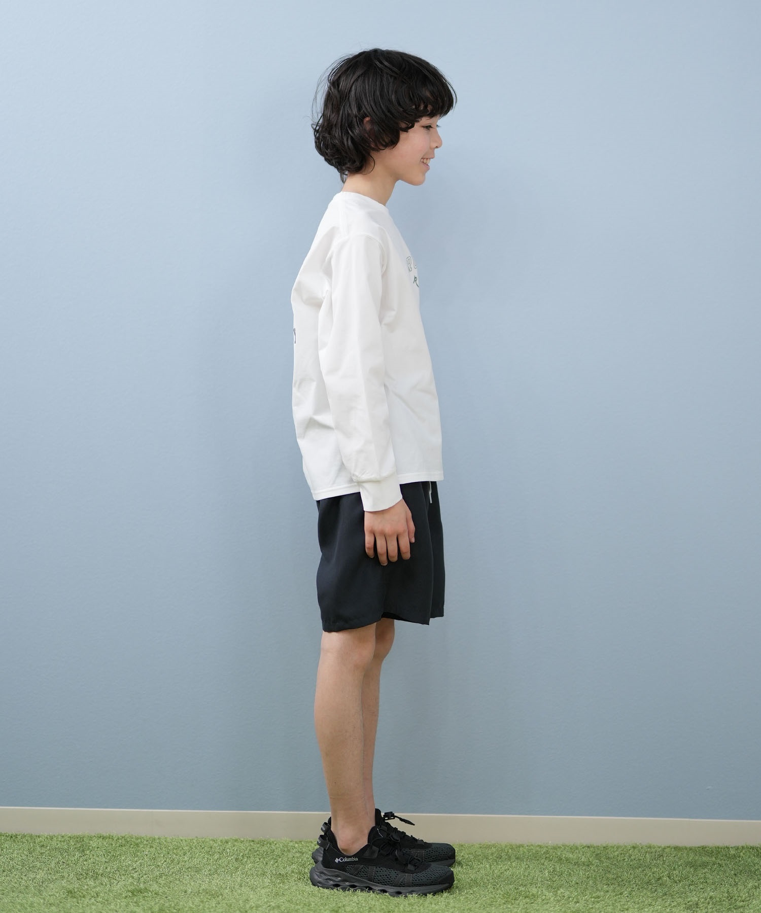 RUSTY ラスティ 水着 海パン トランクス サーフパンツ キッズ ジュニア 子供 無地 ワッペン付きボードショーツ 965403(BK-130cm)
