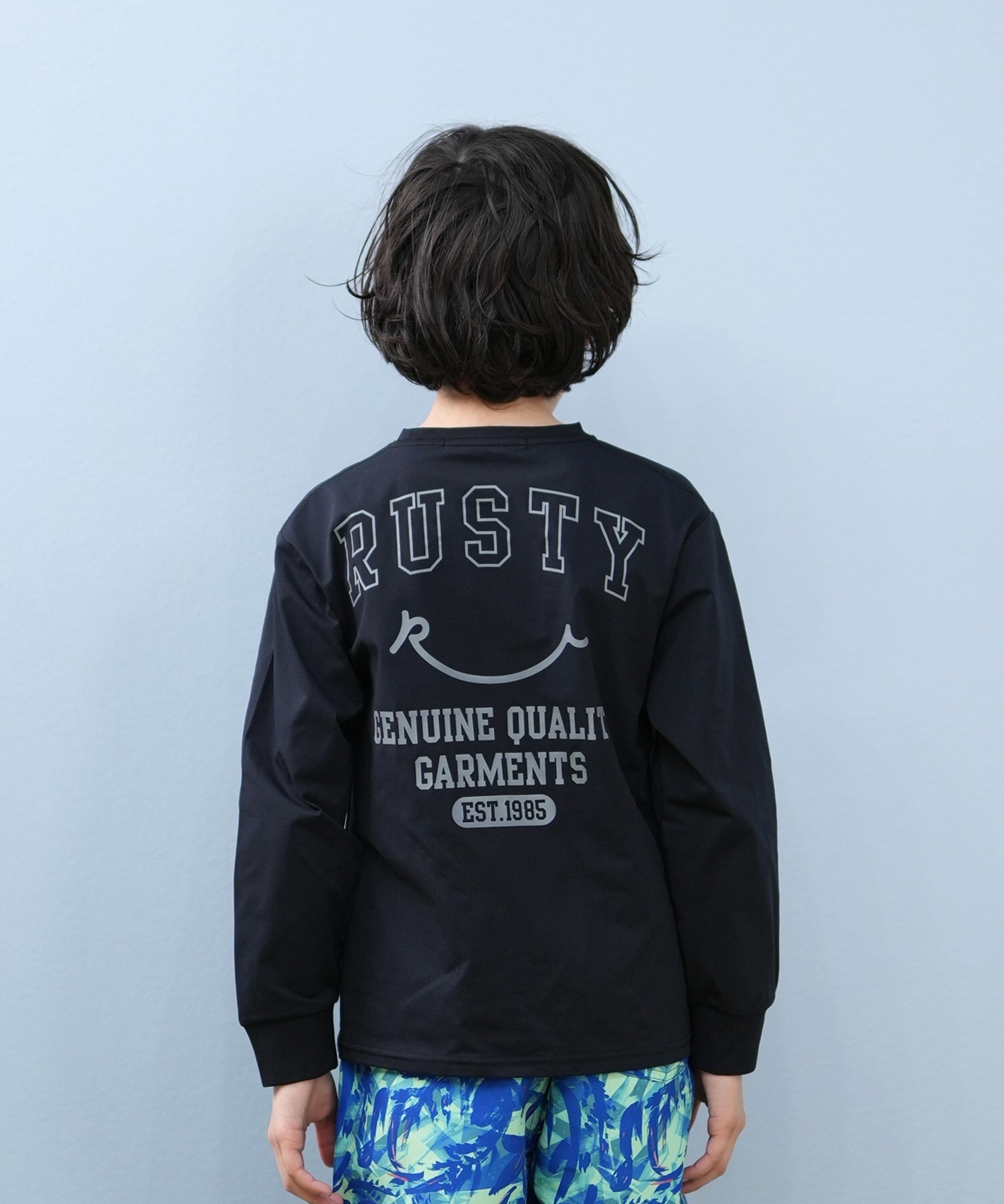 RUSTY ラスティ 水着 ラッシュガード 長袖 Tシャツ ロンT キッズ ジュニア 子供 男の子 女の子 水陸両用 吸水速乾 UVカット 965463(WT-130cm)