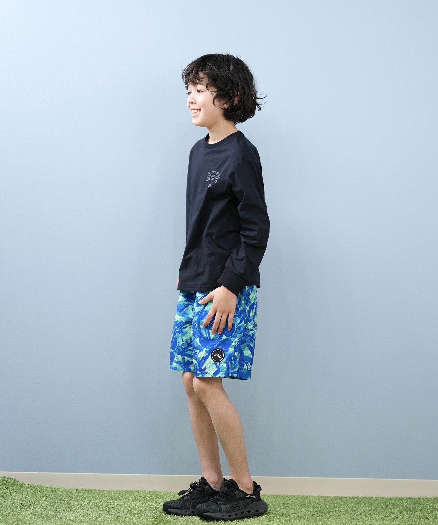 RUSTY ラスティ 水着 ラッシュガード 長袖 Tシャツ ロンT キッズ ジュニア 子供 男の子 女の子 水陸両用 吸水速乾 UVカット 965463(WT-130cm)