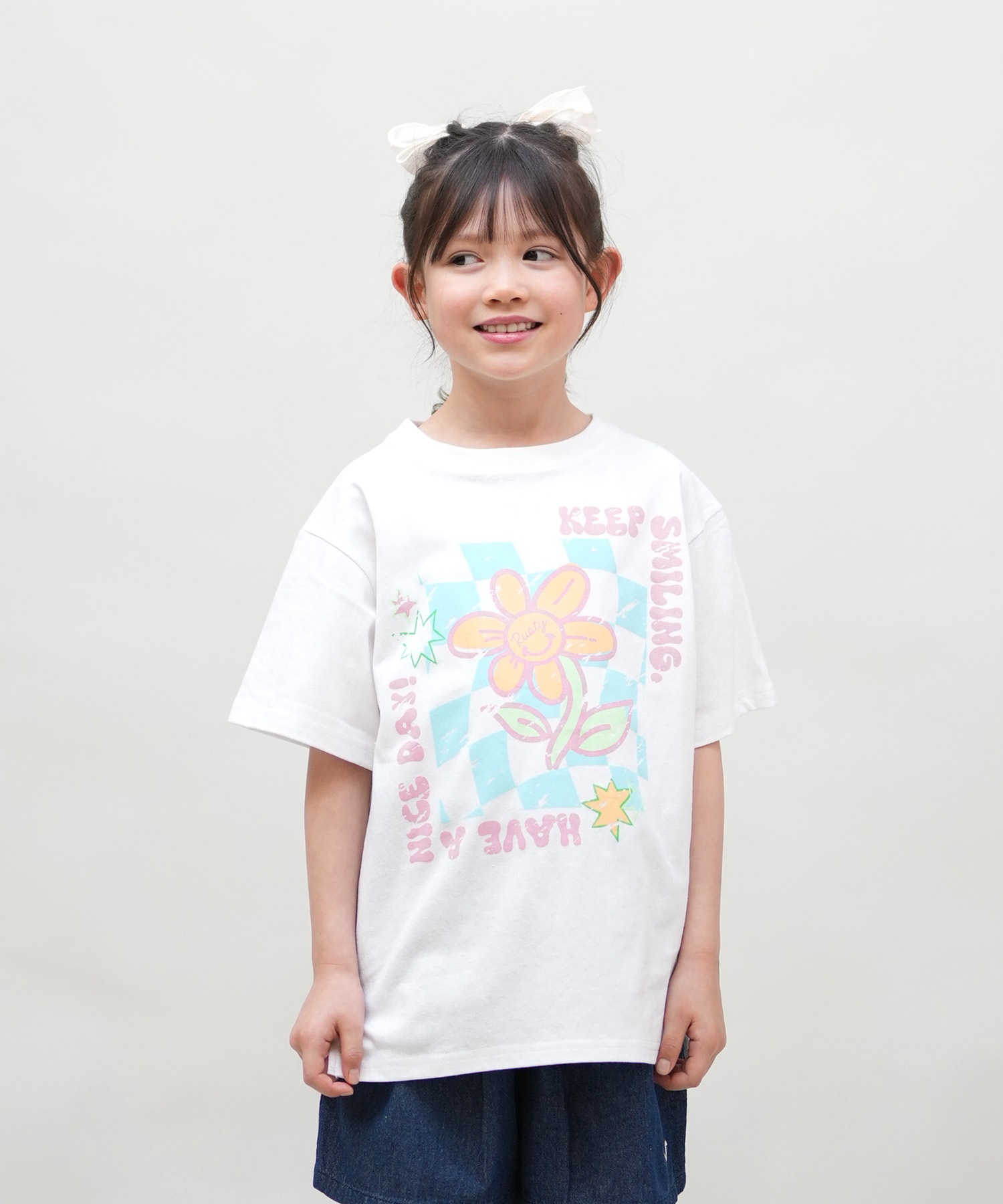 RUSTY ラスティ 半袖 Tシャツ キッズ ジュニア 子供 女の子 フロント