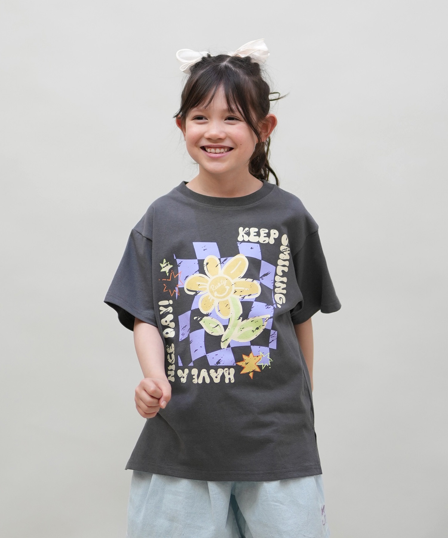 RUSTY ラスティ 半袖 Tシャツ キッズ ジュニア 子供 女の子 フロント