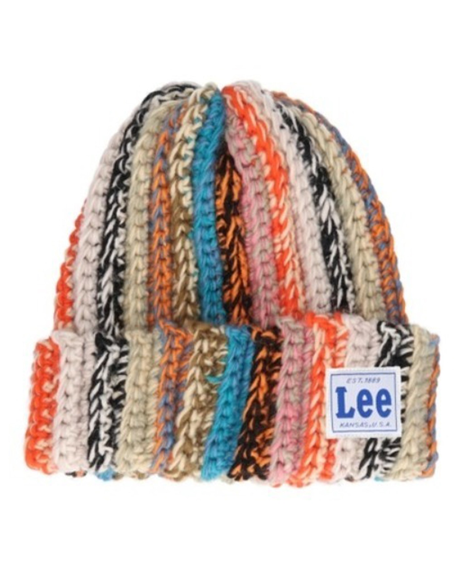 Lee リー ニット帽 ビーニー ニットキャップ ロゴ ストライプ MULTI