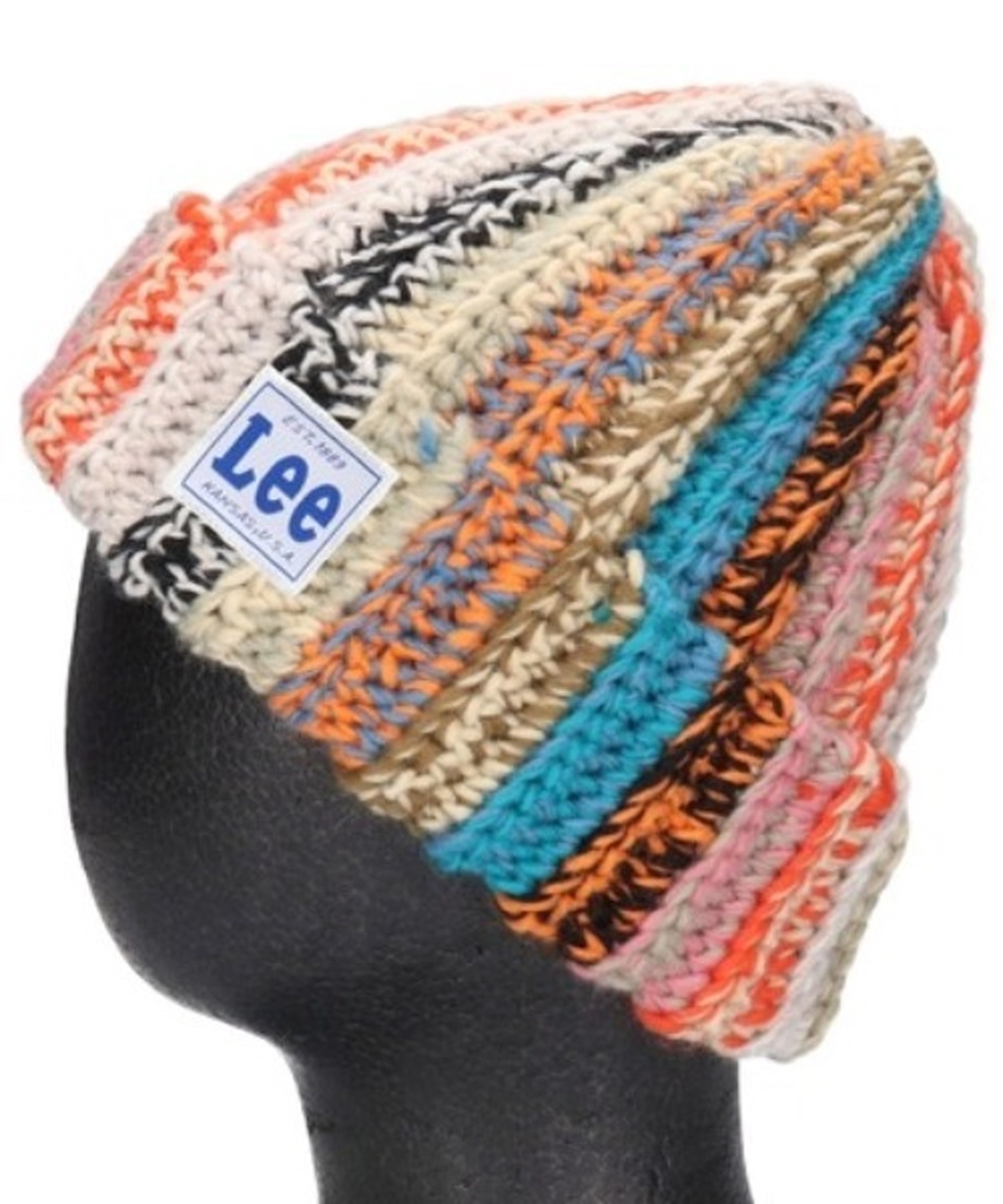 Lee リー ニット帽 ビーニー ニットキャップ ロゴ ストライプ MULTI