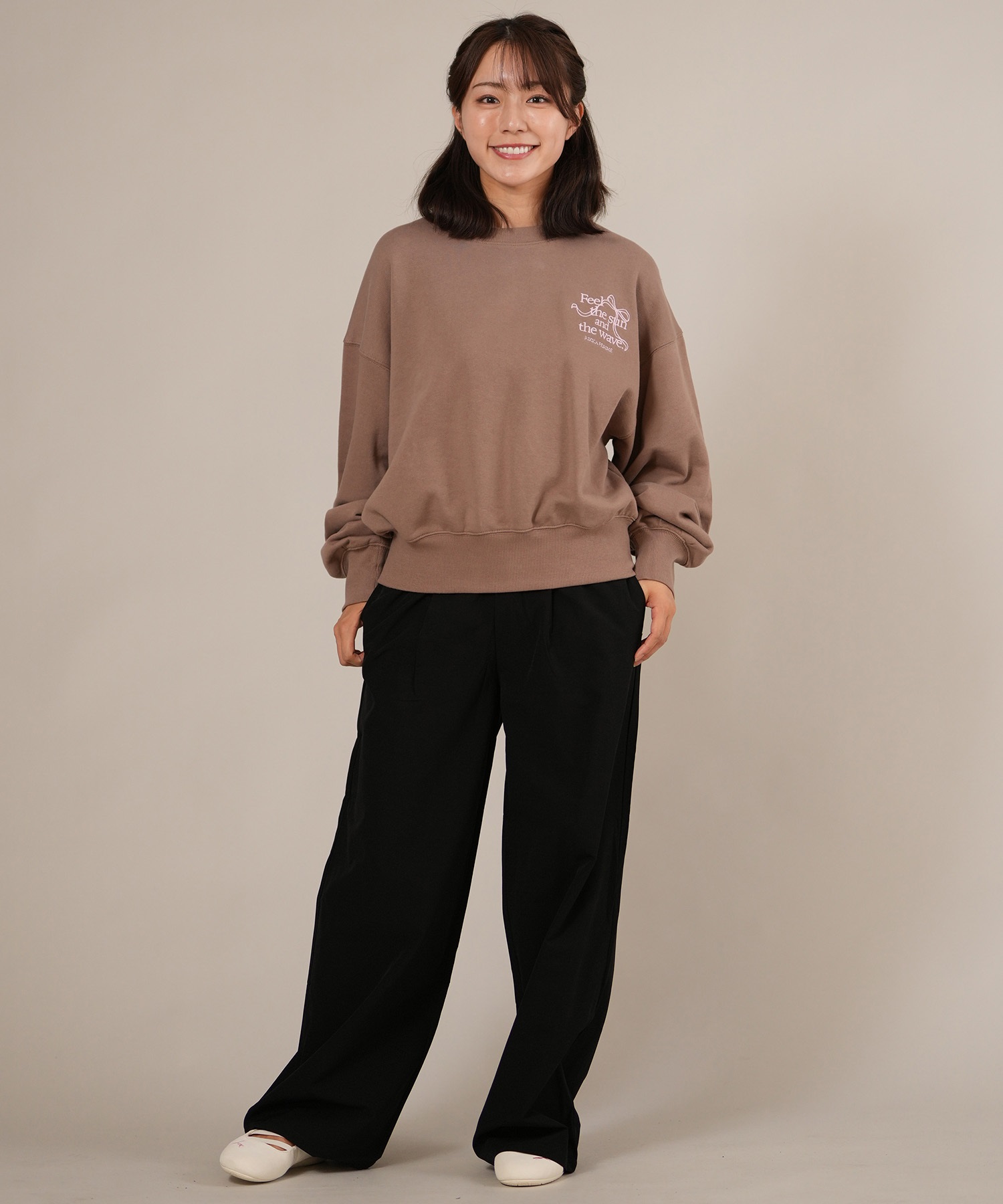 RIKKA FEMME リッカファム トレーナー スウェット レディース クルーネック ワンポイント 刺繍 裏毛 RF25FW16(GRY-FREE)