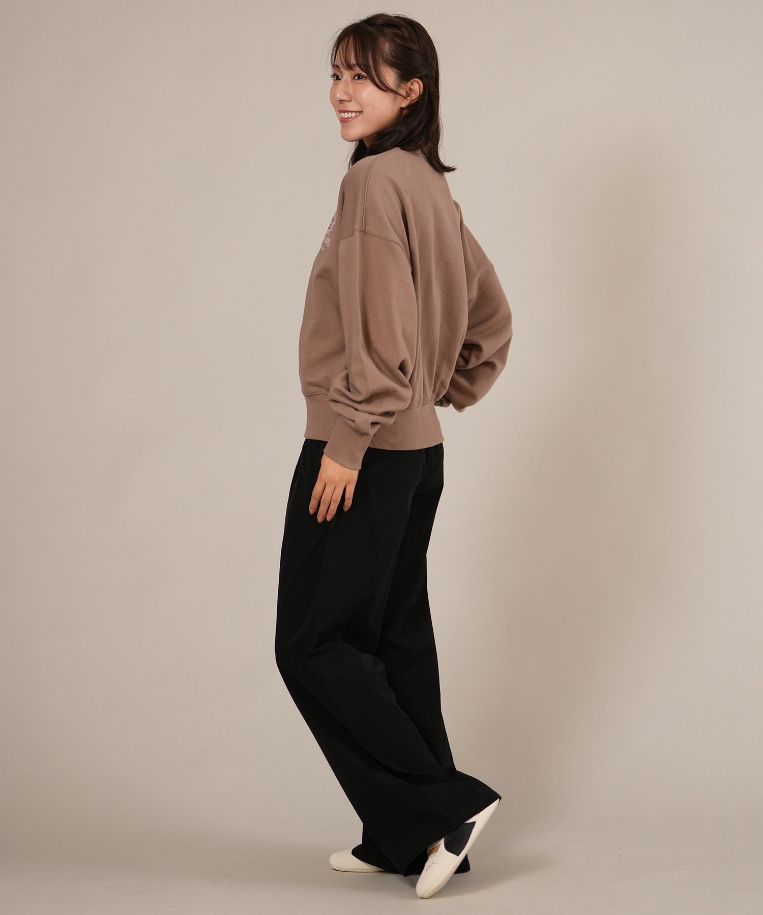 RIKKA FEMME リッカファム トレーナー スウェット レディース クルーネック ワンポイント 刺繍 裏毛 RF25FW16(GRY-FREE)