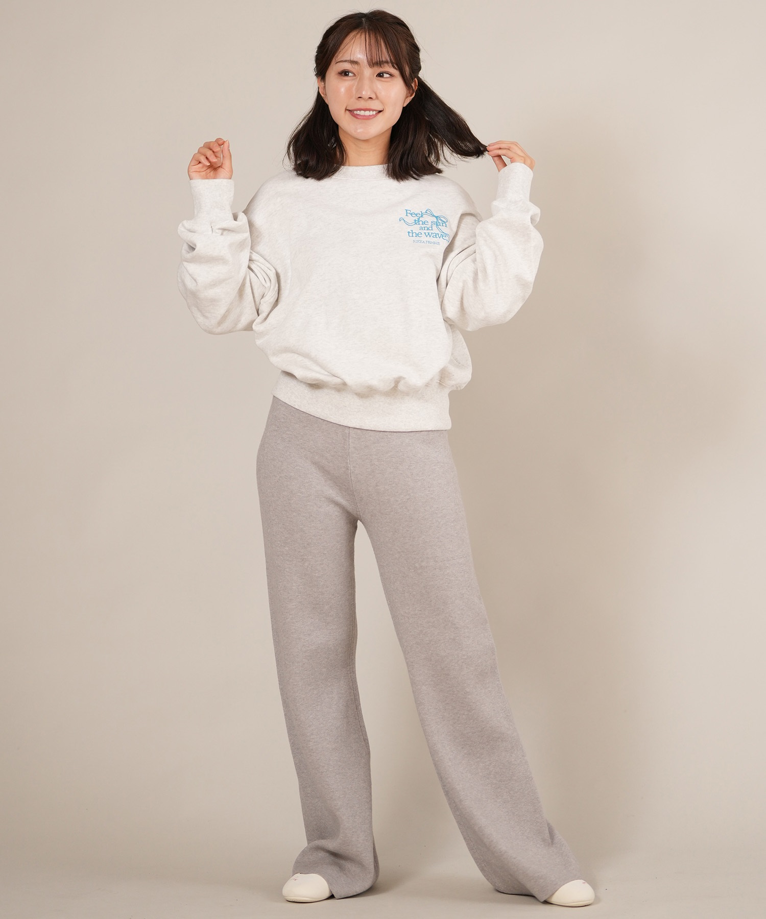 RIKKA FEMME リッカファム トレーナー スウェット レディース クルーネック ワンポイント 刺繍 裏毛 RF25FW16(GRY-FREE)