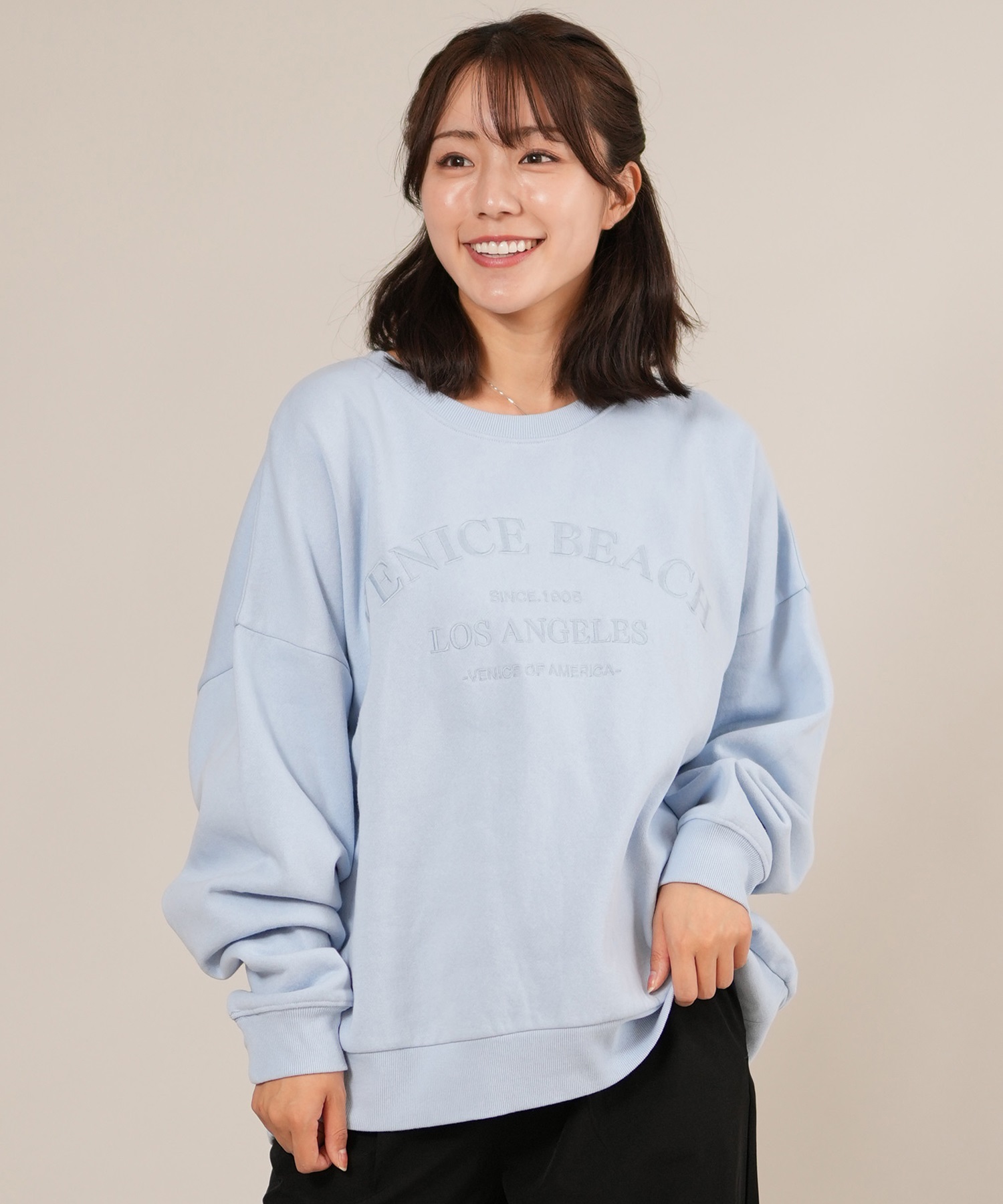 RIKKA FEMME リッカファム トレーナー スウェット レディース クルーネック カレッジロゴ 刺繍 裏起毛 RF25FW06(IVO-FREE)