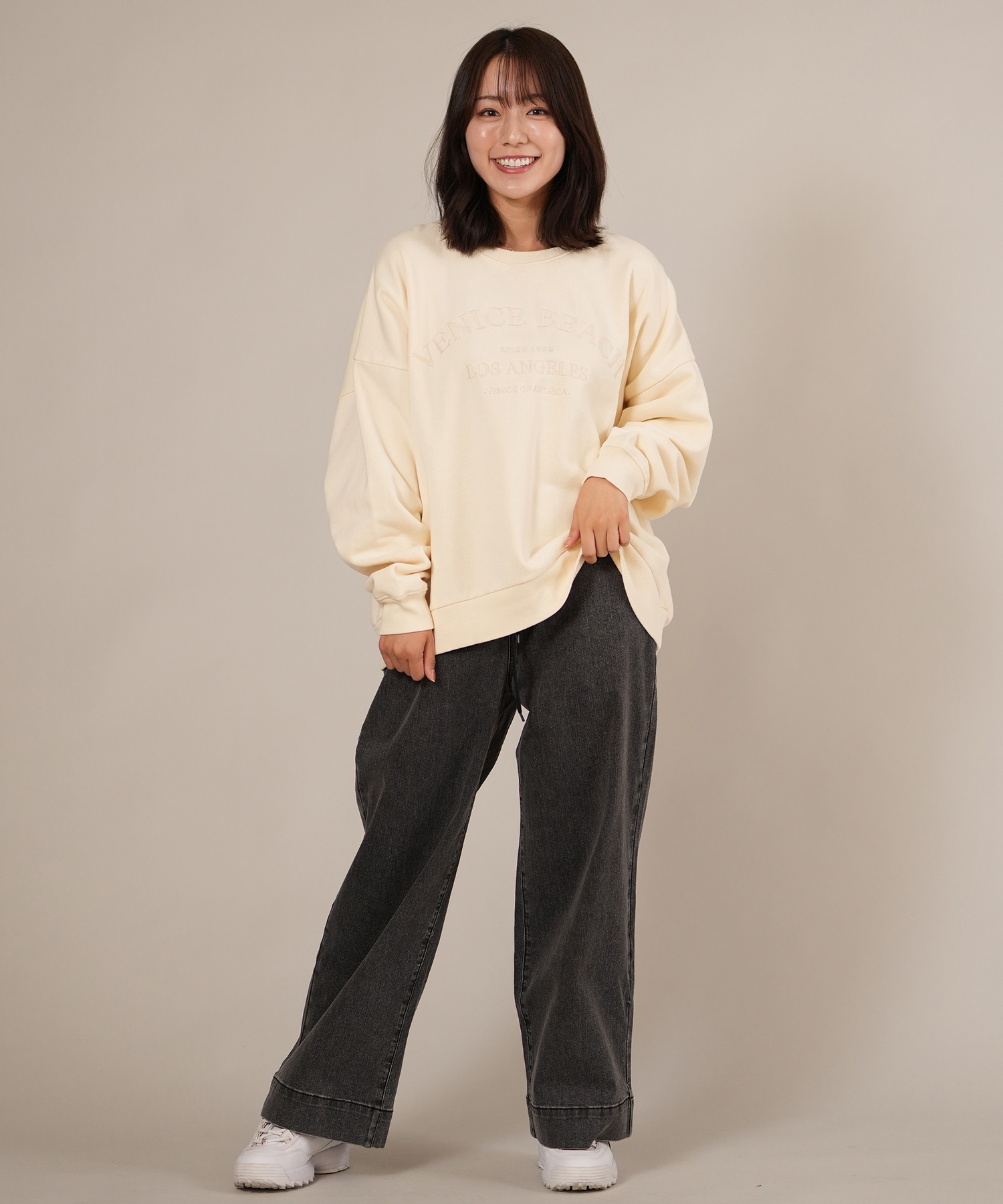RIKKA FEMME リッカファム トレーナー スウェット レディース クルーネック カレッジロゴ 刺繍 裏起毛 RF25FW06(IVO-FREE)