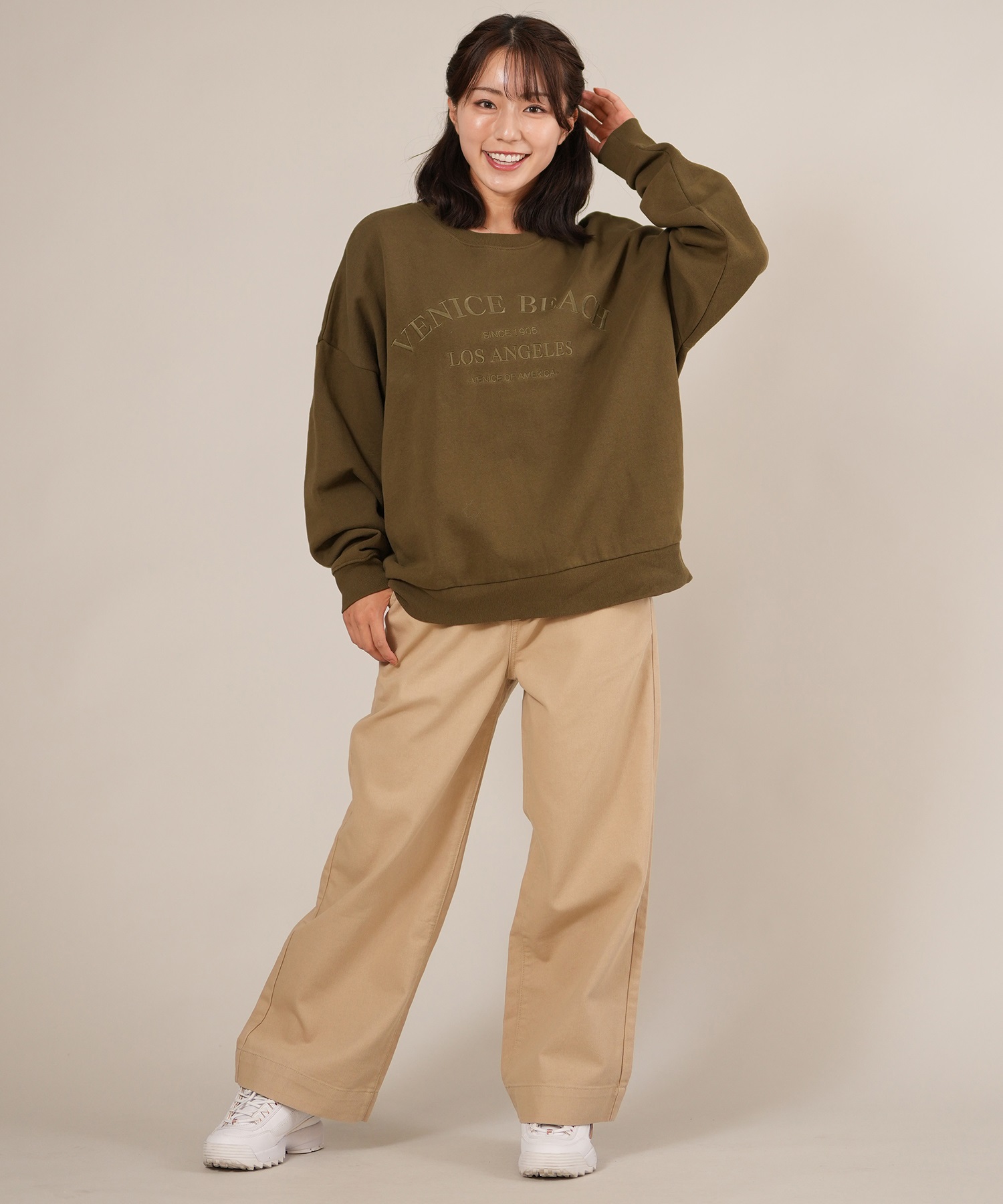 RIKKA FEMME リッカファム トレーナー スウェット レディース クルーネック カレッジロゴ 刺繍 裏起毛 RF25FW06(IVO-FREE)