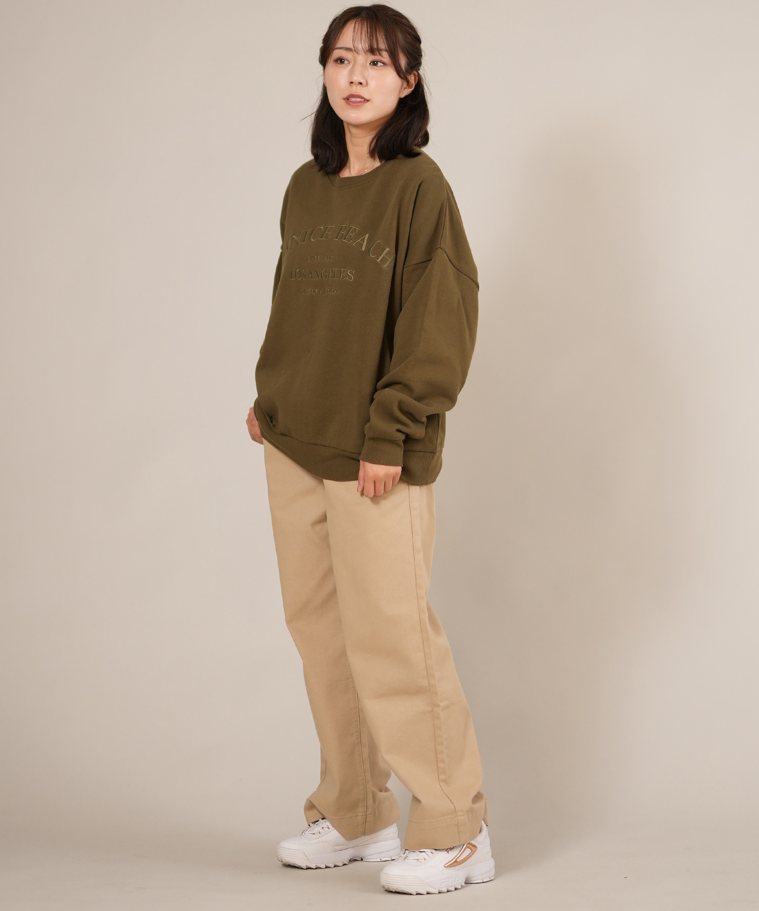 RIKKA FEMME リッカファム トレーナー スウェット レディース クルーネック カレッジロゴ 刺繍 裏起毛 RF25FW06(IVO-FREE)