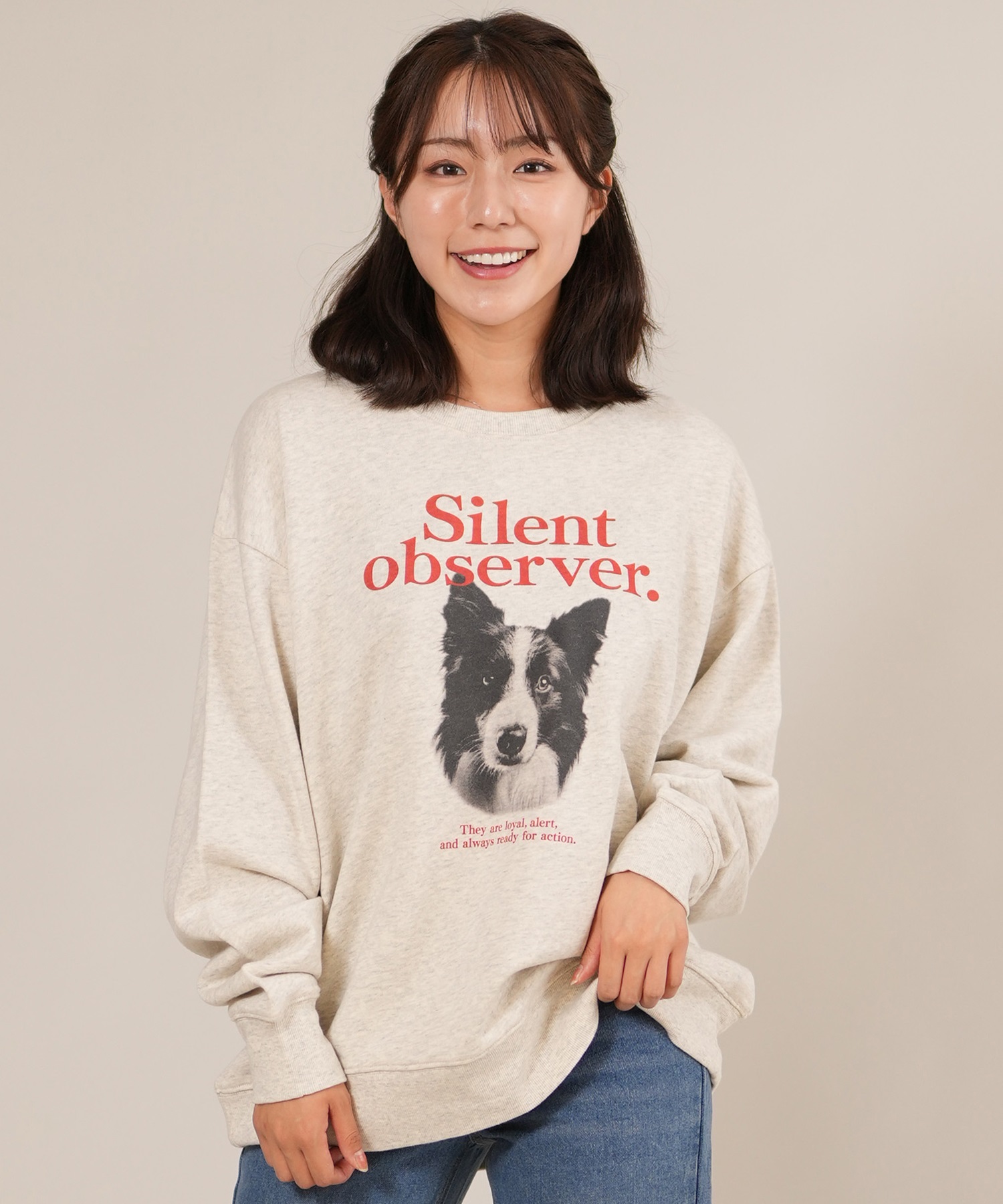 RIKKA FEMME リッカファム トレーナー スウェット レディース クルーネック ボーダー・コリー 裏毛 RF25FW07(WHT-FREE)